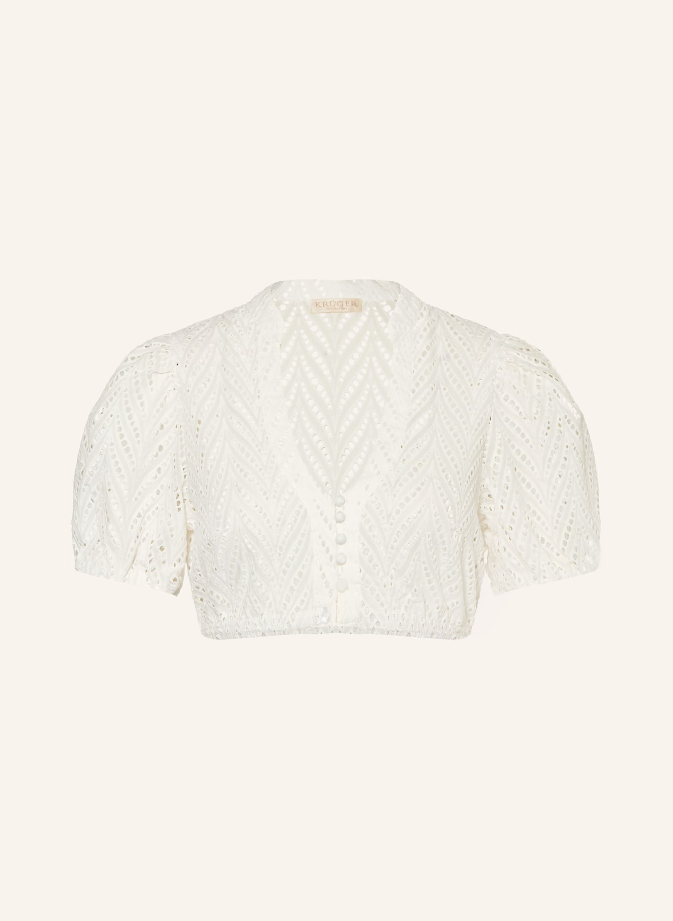 KRÜGER Dirndl-blouse van opengewerkte kant: WIT