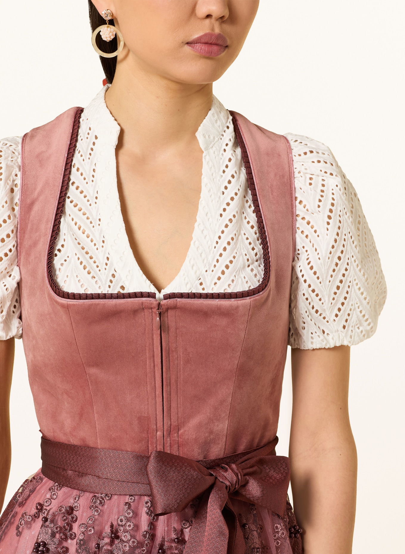 KRÜGER Dirndl-blouse van opengewerkte kant: WIT