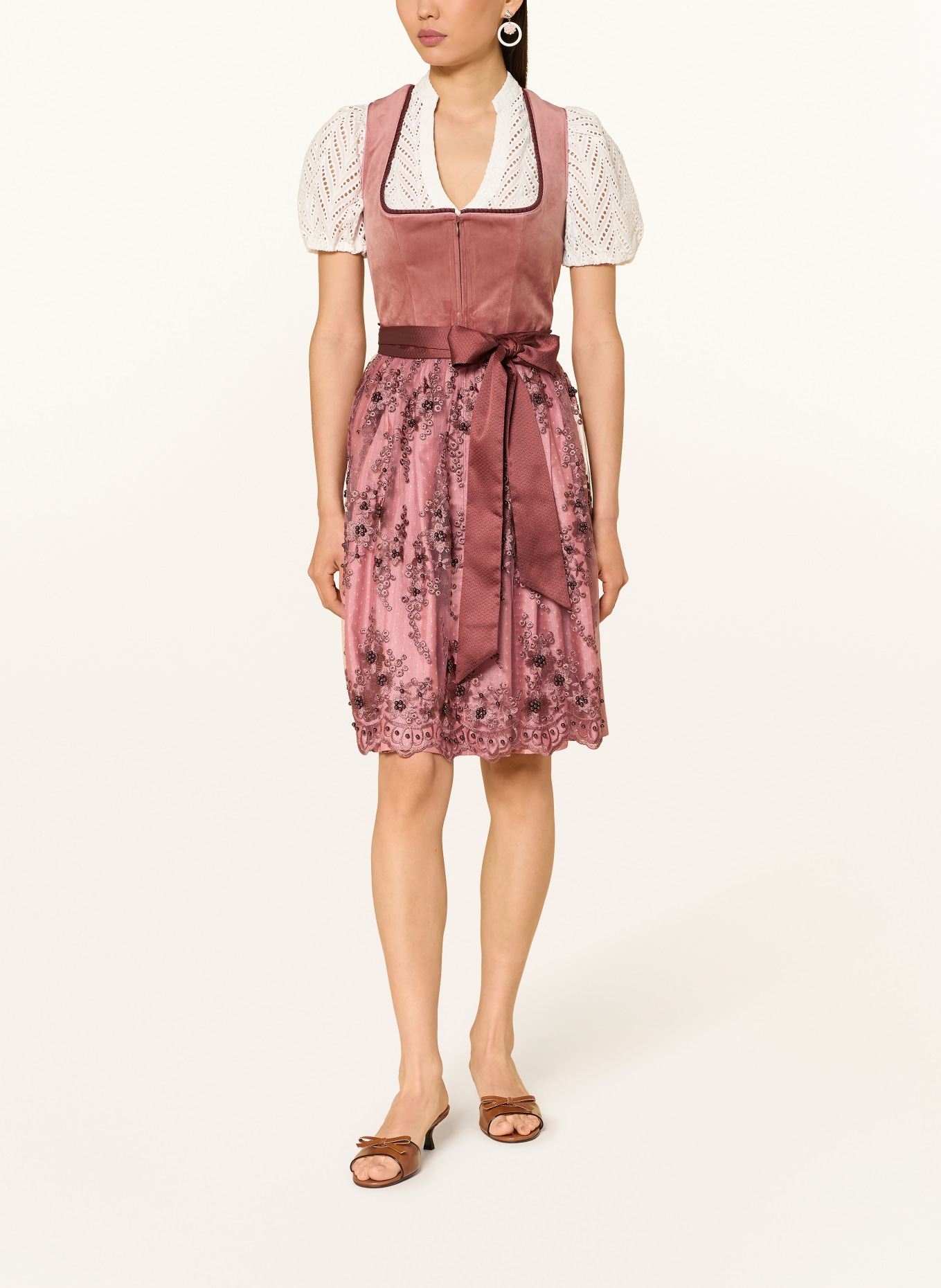 KRÜGER Dirndl-blouse van opengewerkte kant: WIT