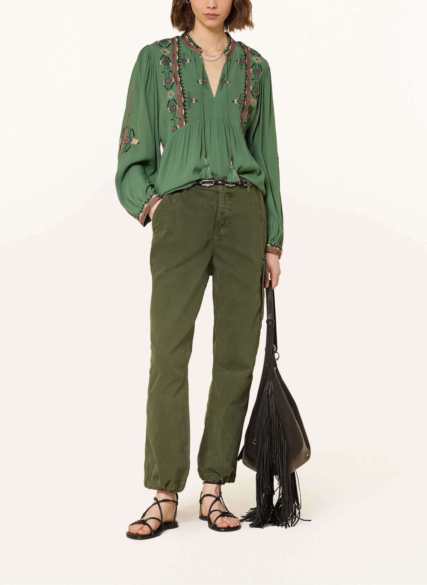 ba&sh Blusenshirt TILT: GRÜN / ALTROSA / CREME