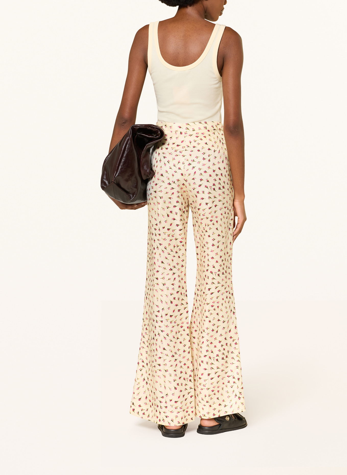 SANDRO Marlenehose: CREME / ROT / DUNKELGRÜN