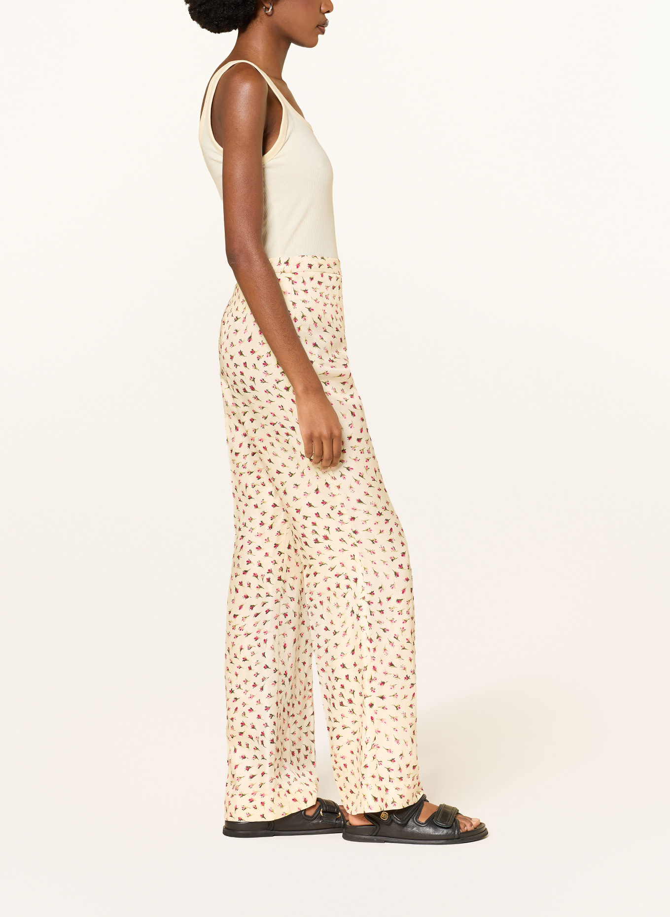 SANDRO Marlenehose: CREME / ROT / DUNKELGRÜN