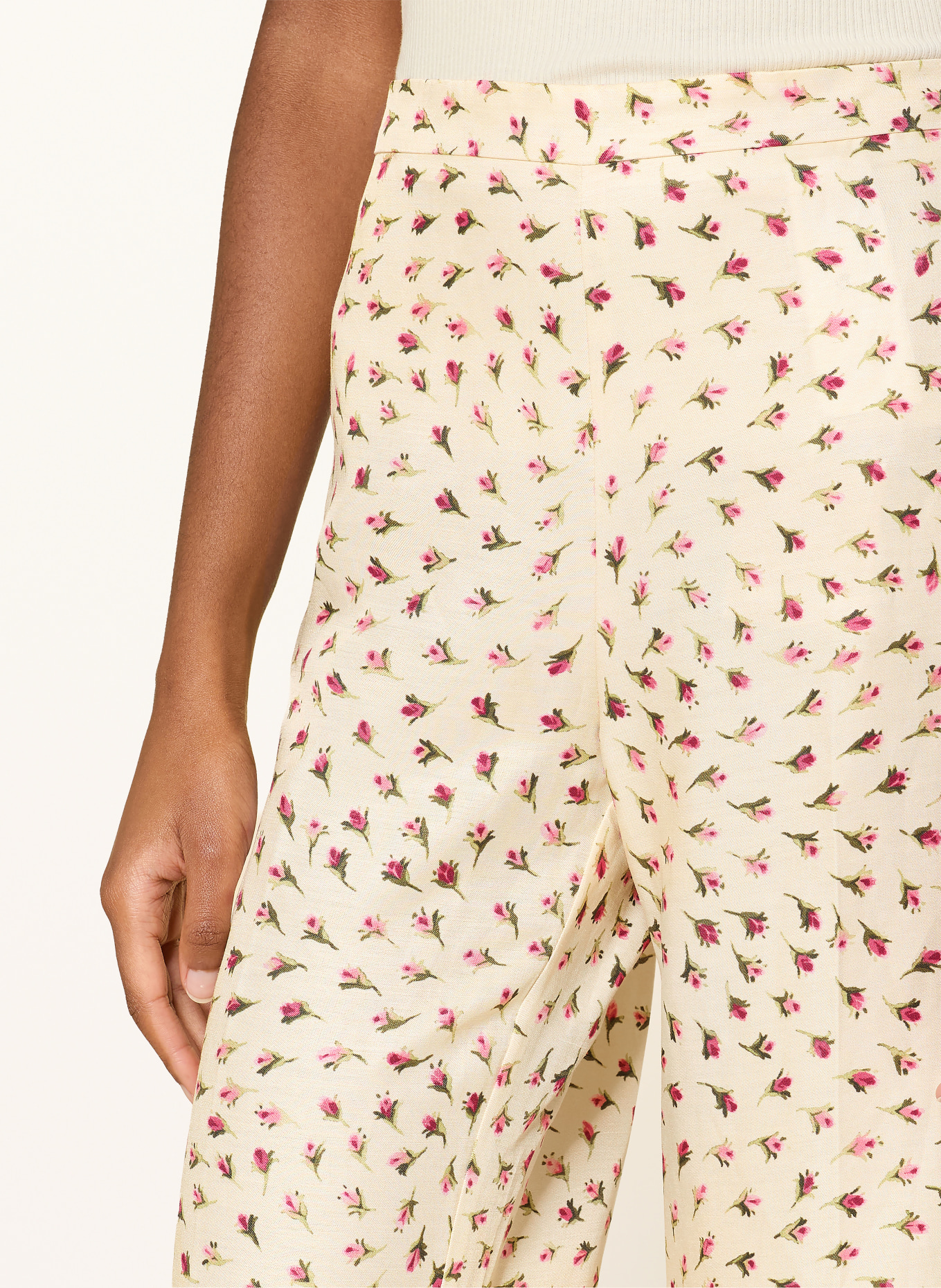 SANDRO Marlenehose: CREME / ROT / DUNKELGRÜN