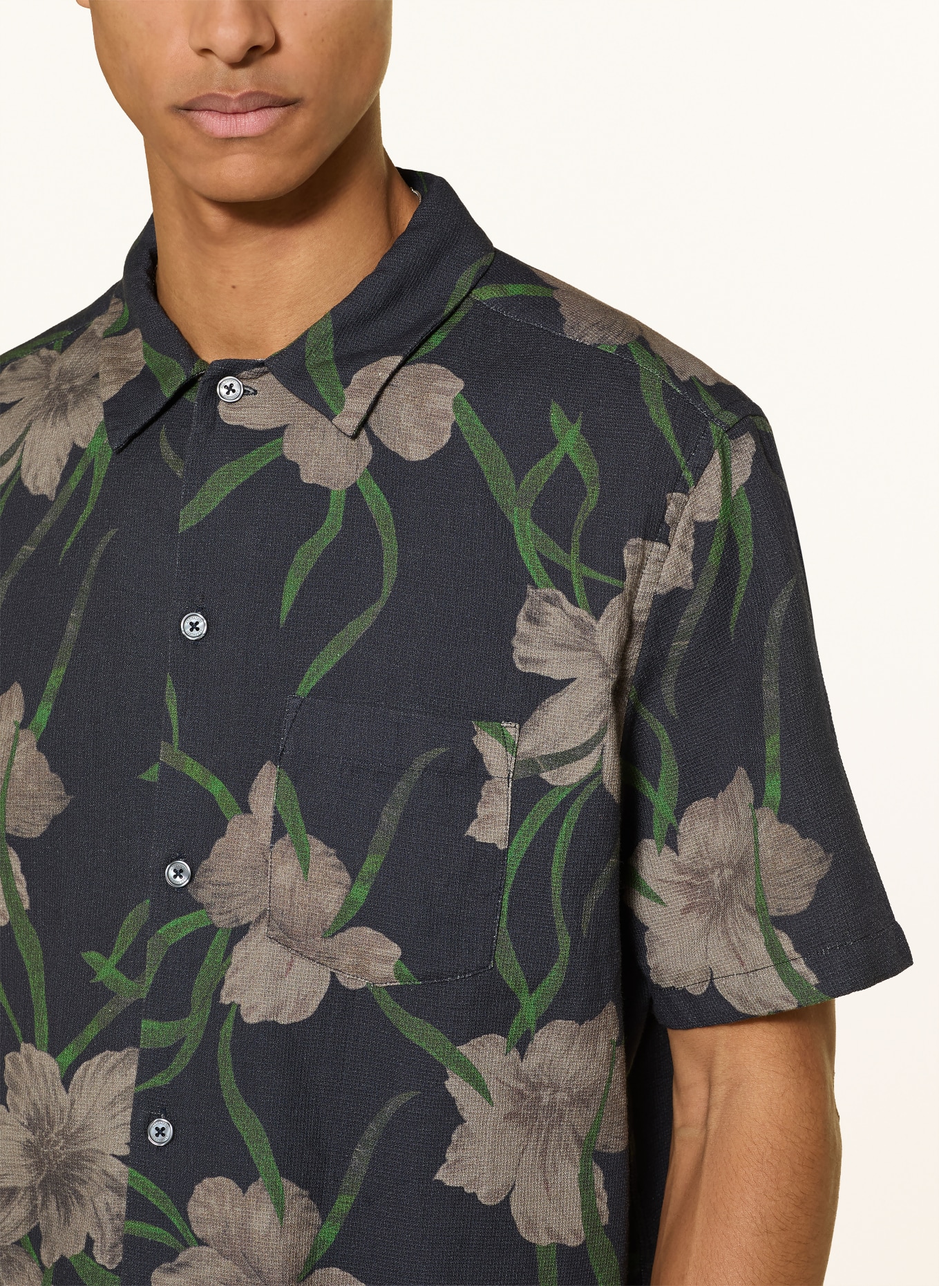 ALLSAINTS Chemise à manches courtes CLIMBER Boxy Fit: BLEU FONCÉ / GRIS / VERT