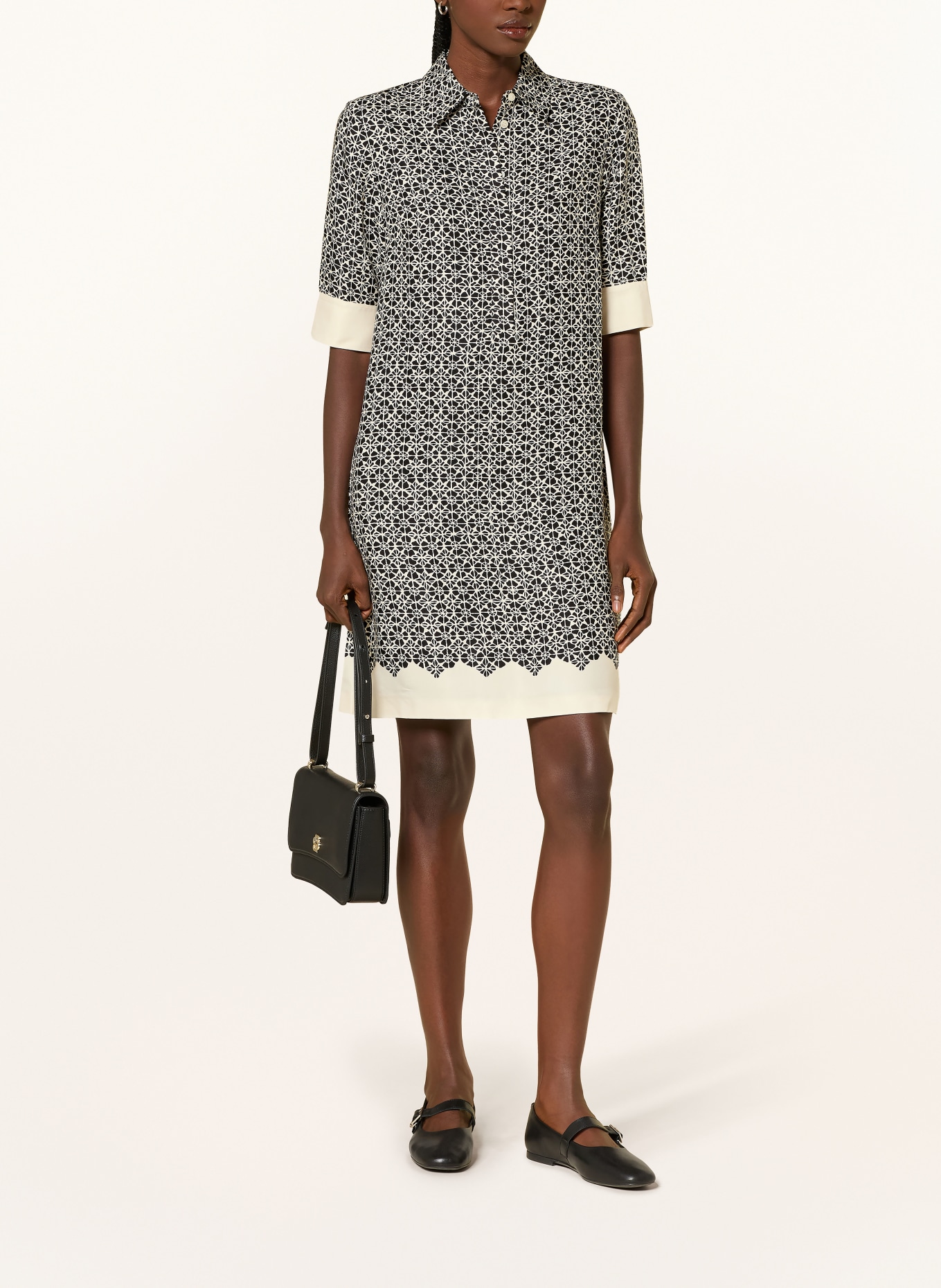 HOBBS Sukienka koszulowa MARCIELLA z satyny: CZARNY / ECRU