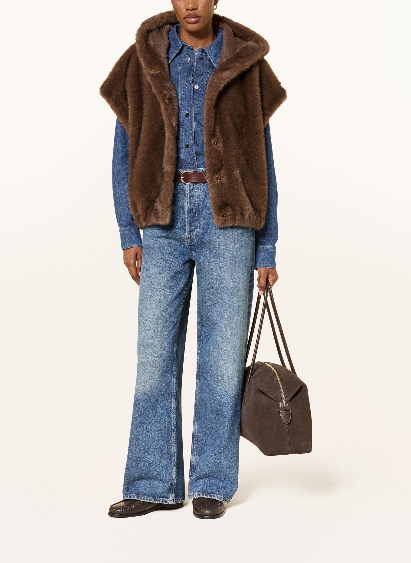 lilienfels Reversible faux fur vest: DARK BROWN