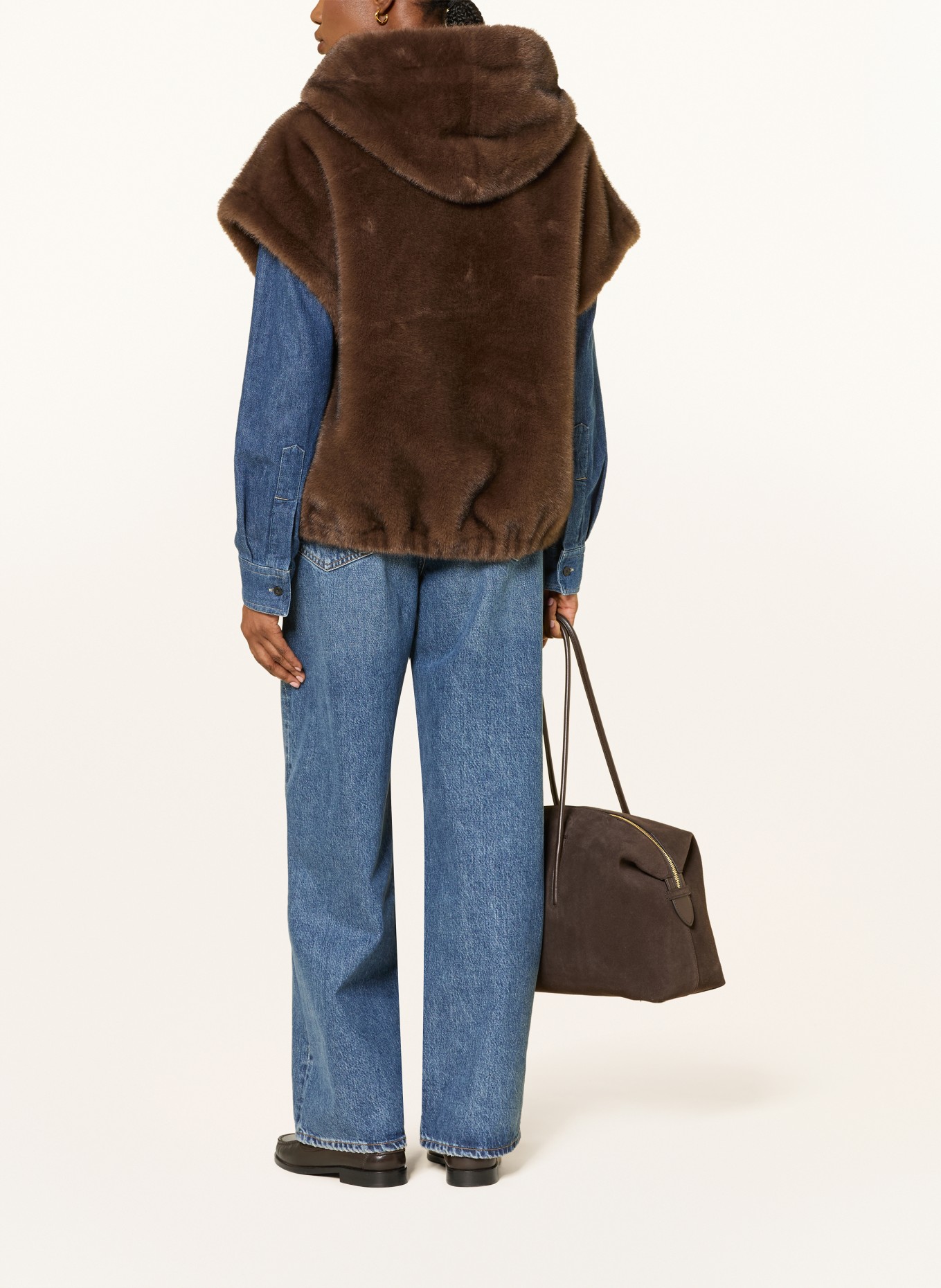 lilienfels Reversible faux fur vest: DARK BROWN