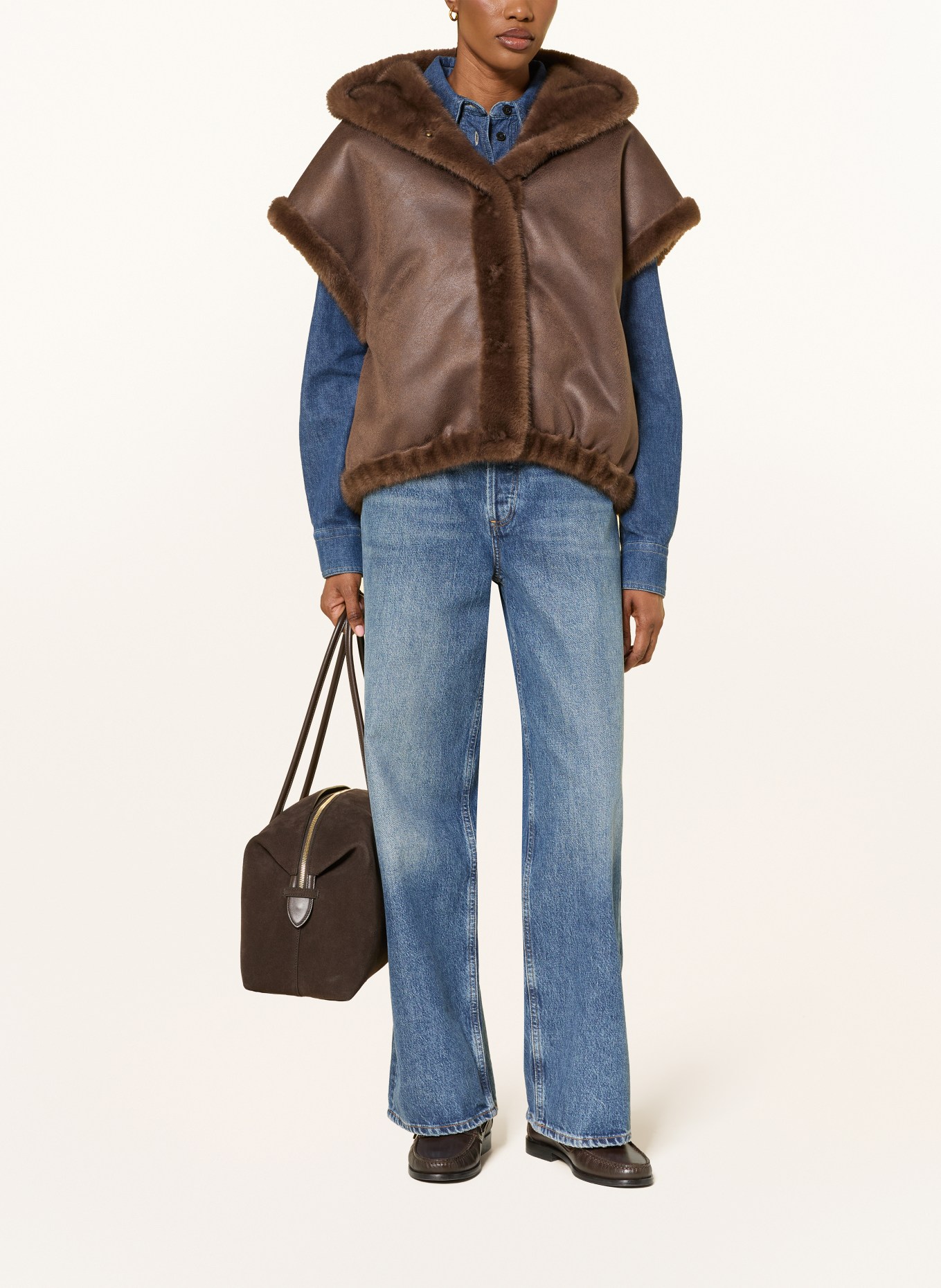 lilienfels Reversible faux fur vest: DARK BROWN