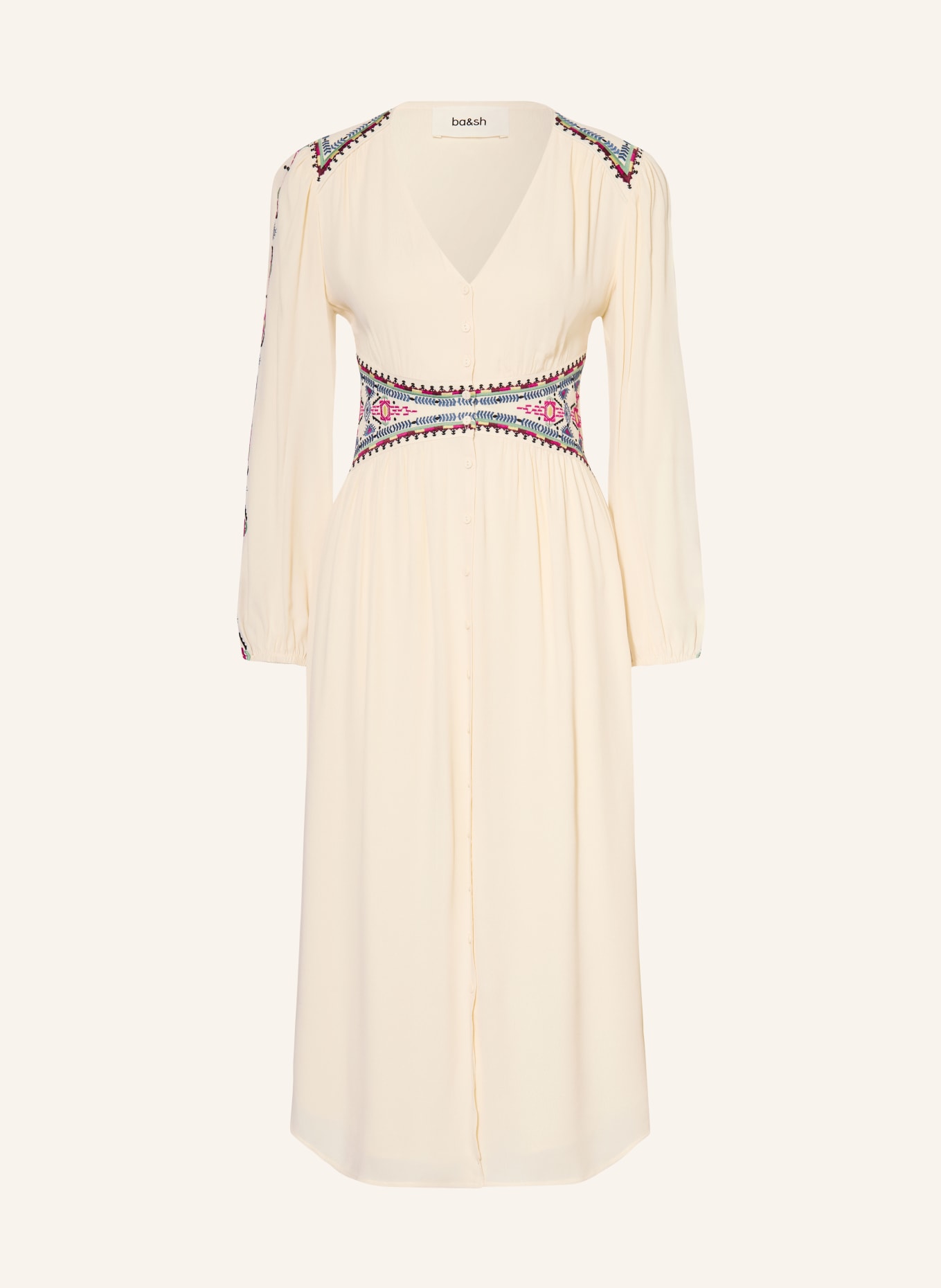 ba&sh Kleid TINA: ECRU / LILA / DUNKELBLAU