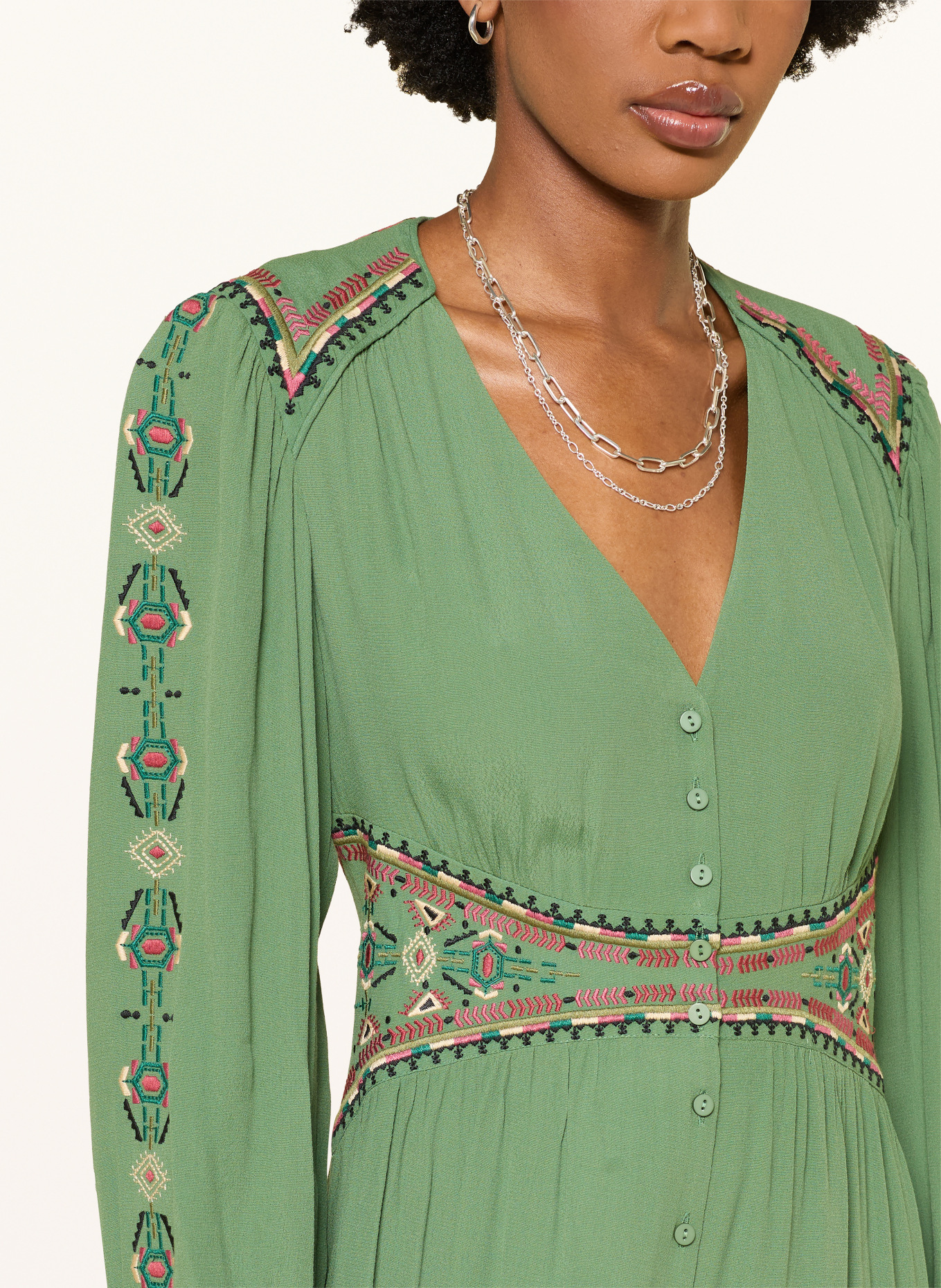 ba&sh Kleid TINA: GRÜN / PINK / SCHWARZ