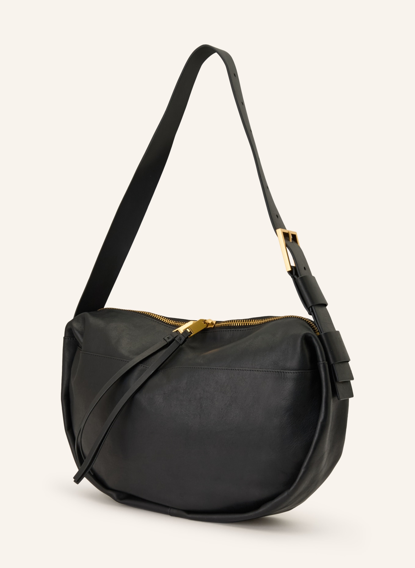 ALLSAINTS NOEMIE Shoulder Bag: BLACK / GOLD