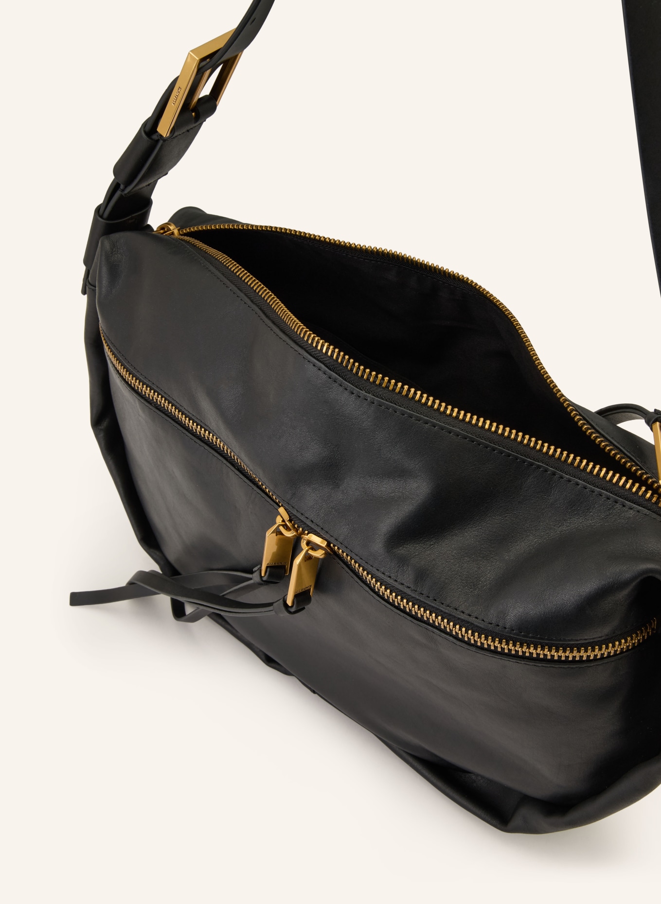 ALLSAINTS NOEMIE Shoulder Bag: BLACK / GOLD