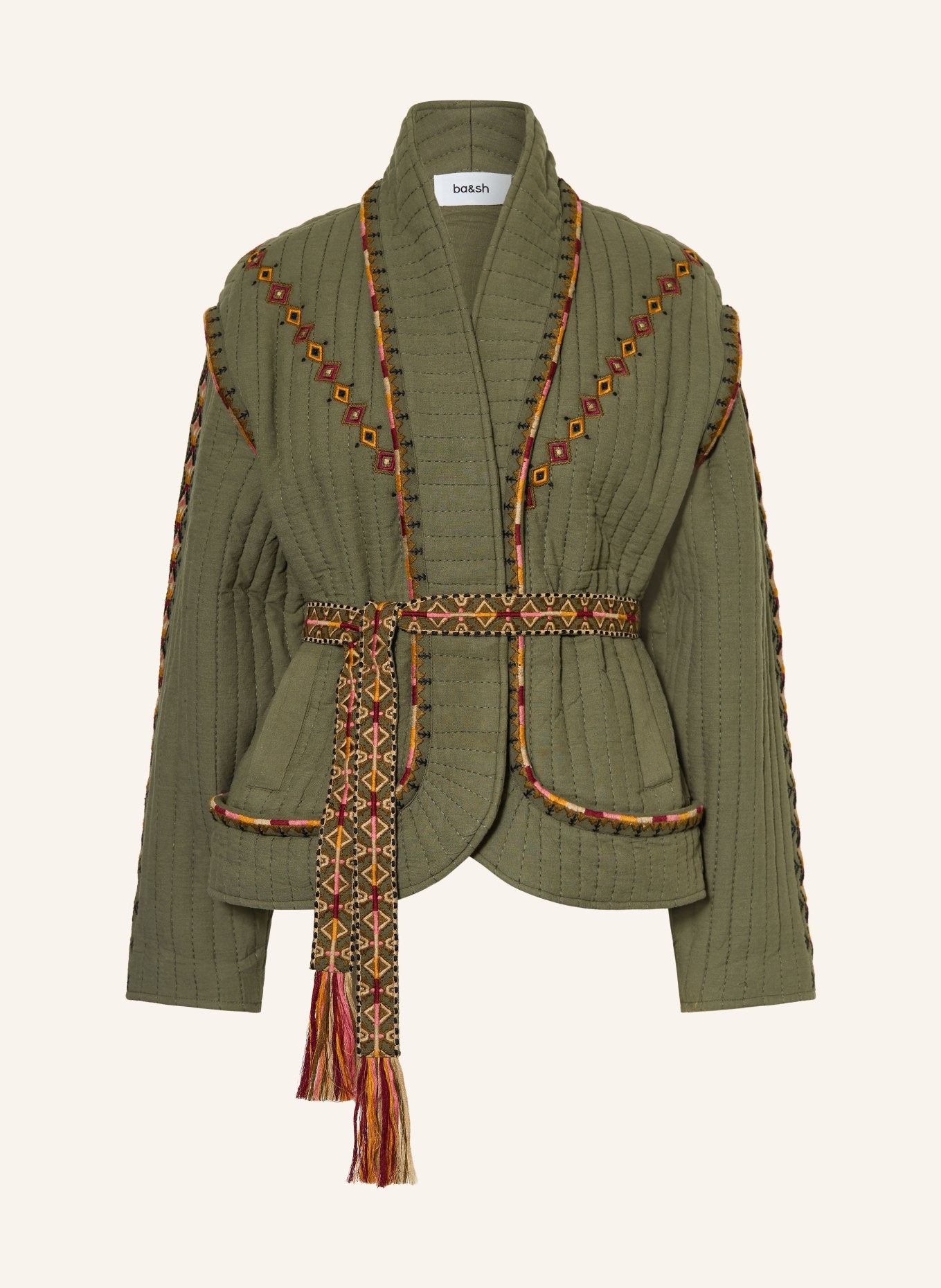 ba&sh Jacke COCOON: KHAKI / ROT / GELB
