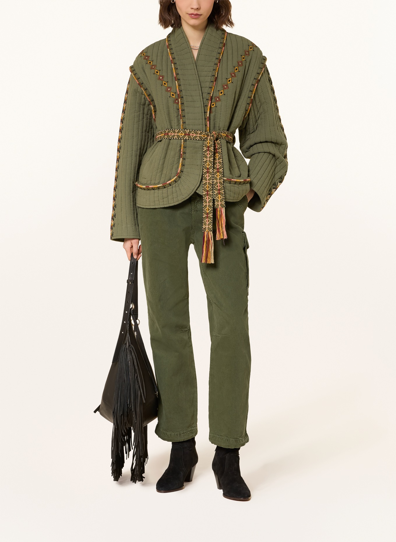 ba&sh Jacke COCOON: KHAKI / ROT / GELB