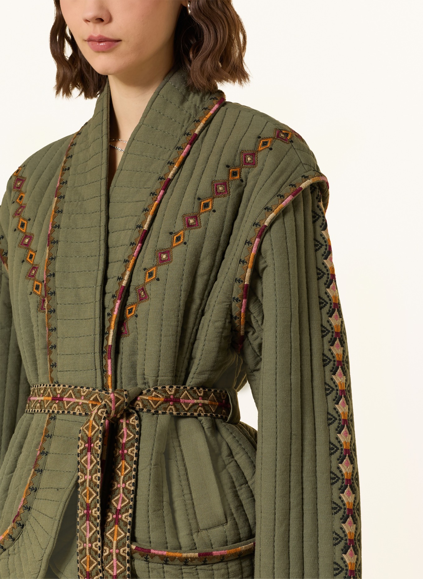 ba&sh Jacke COCOON: KHAKI / ROT / GELB