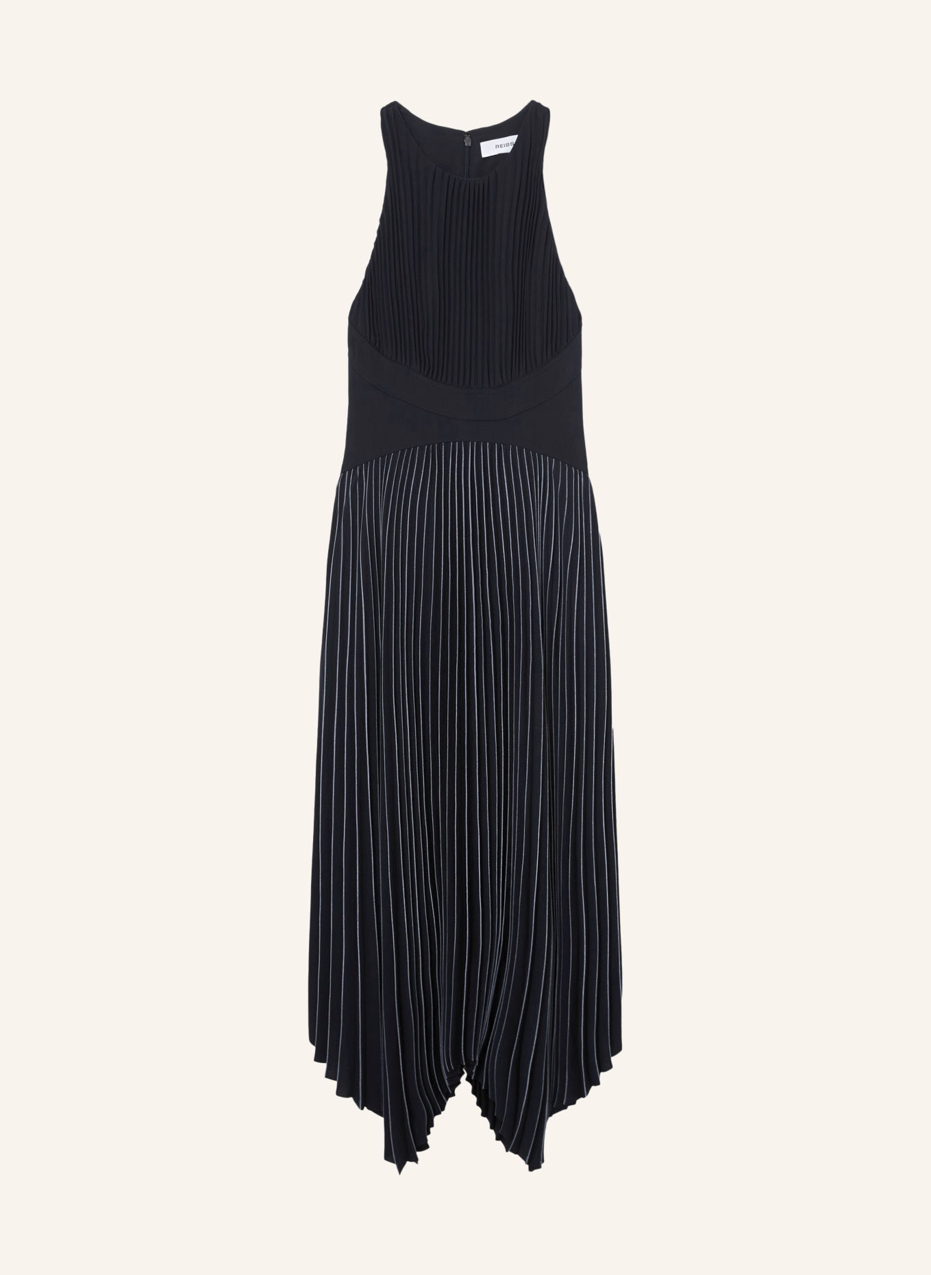 REISS RACHEL dress with pleats: DARK BLUE / LIGHT BLUE
