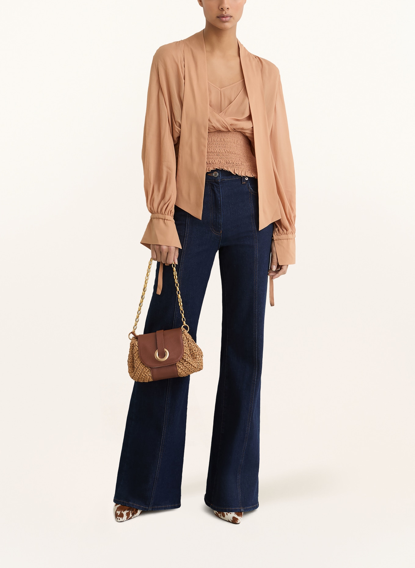 REISS Torba na ramię LORI: BEŻOWY / BRĄZOWY