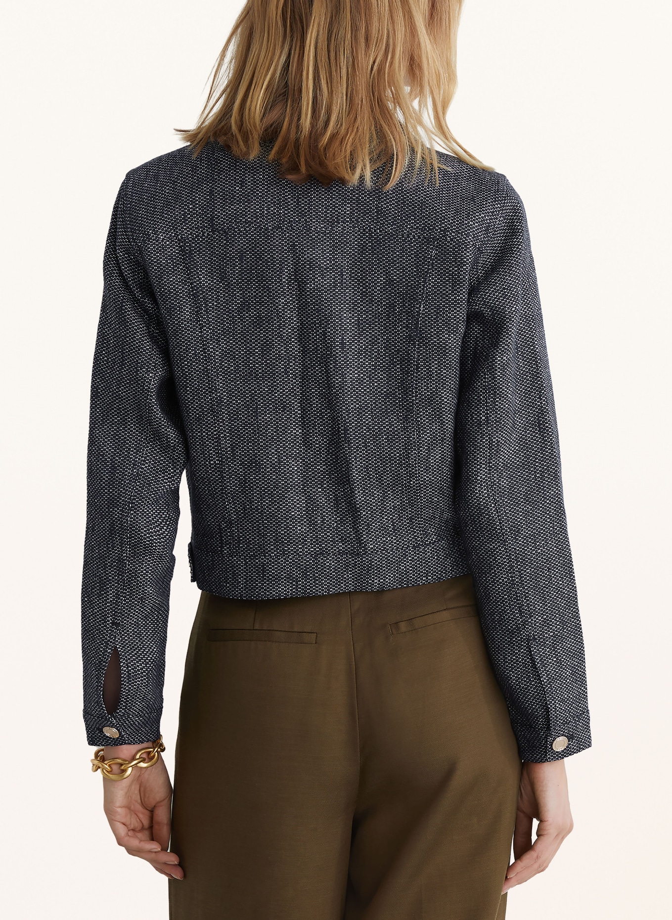 REISS Linen jacket BREE: DARK BLUE / WHITE