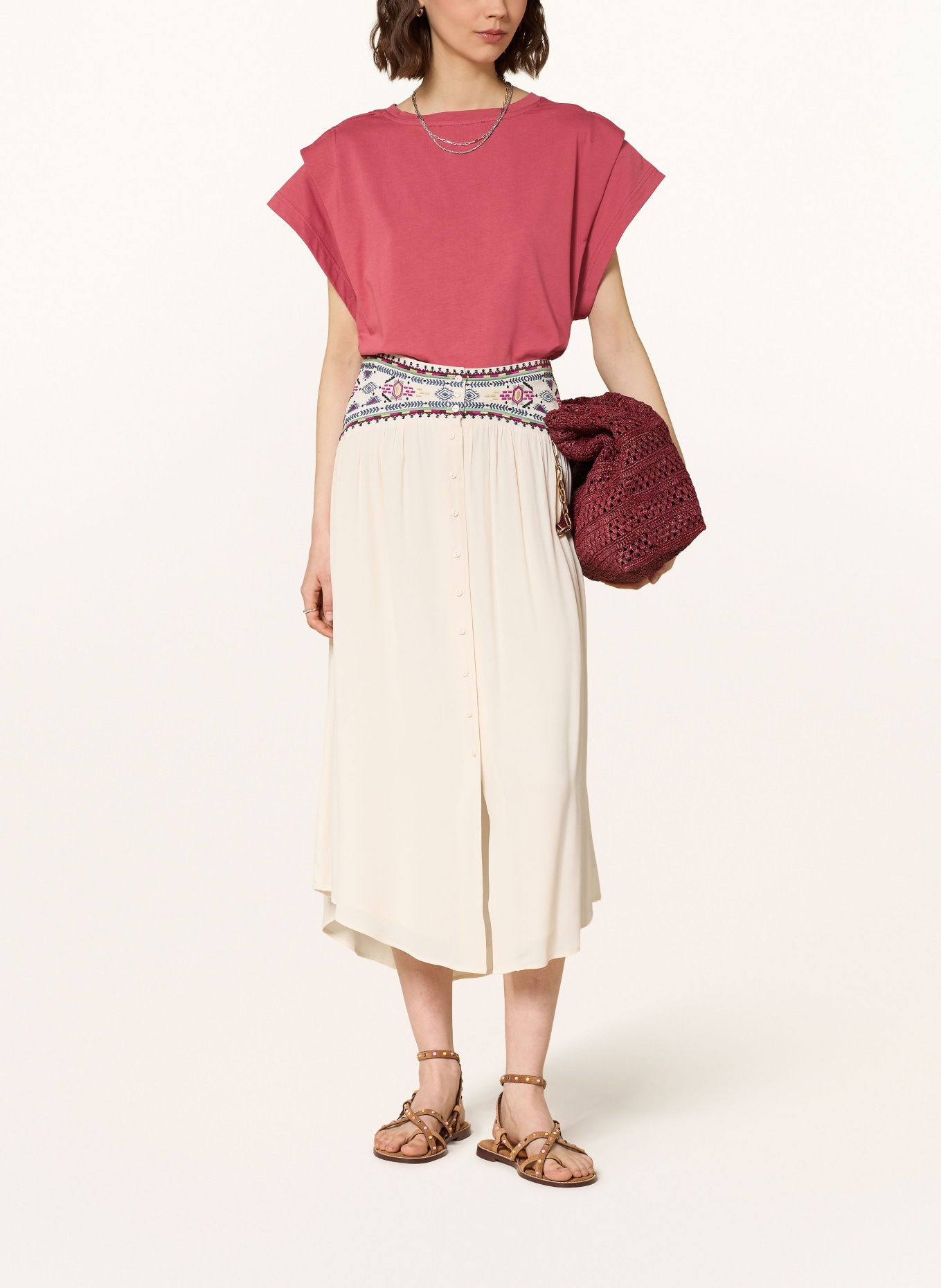 ba&sh Rock TILANA: CREME / PINK / HELLGRÜN