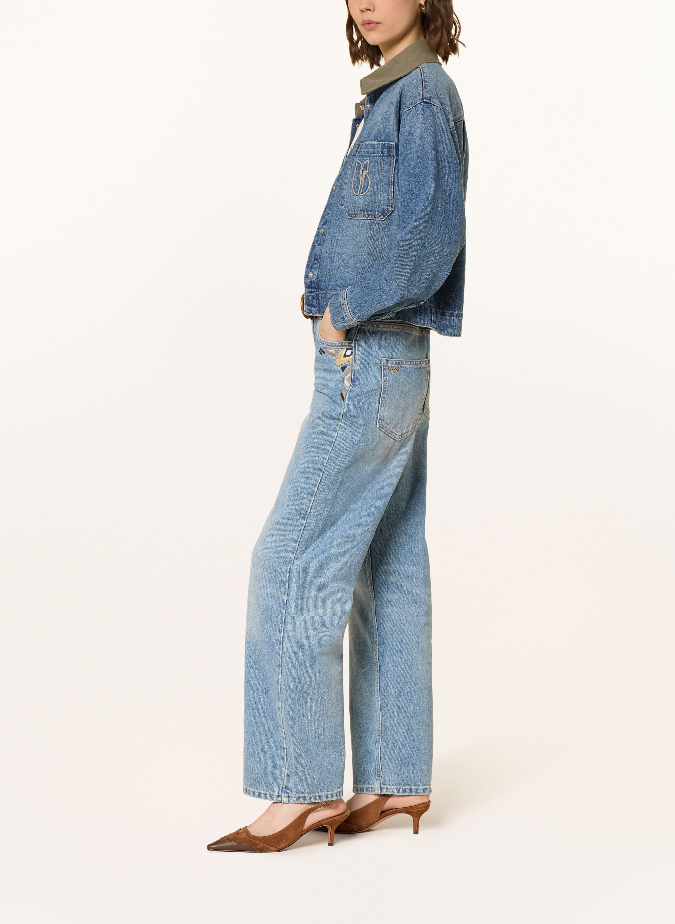 ba&sh Džíny s širokými nohavicemi RIZIE: BLUE LIGHTUSEDBLUE