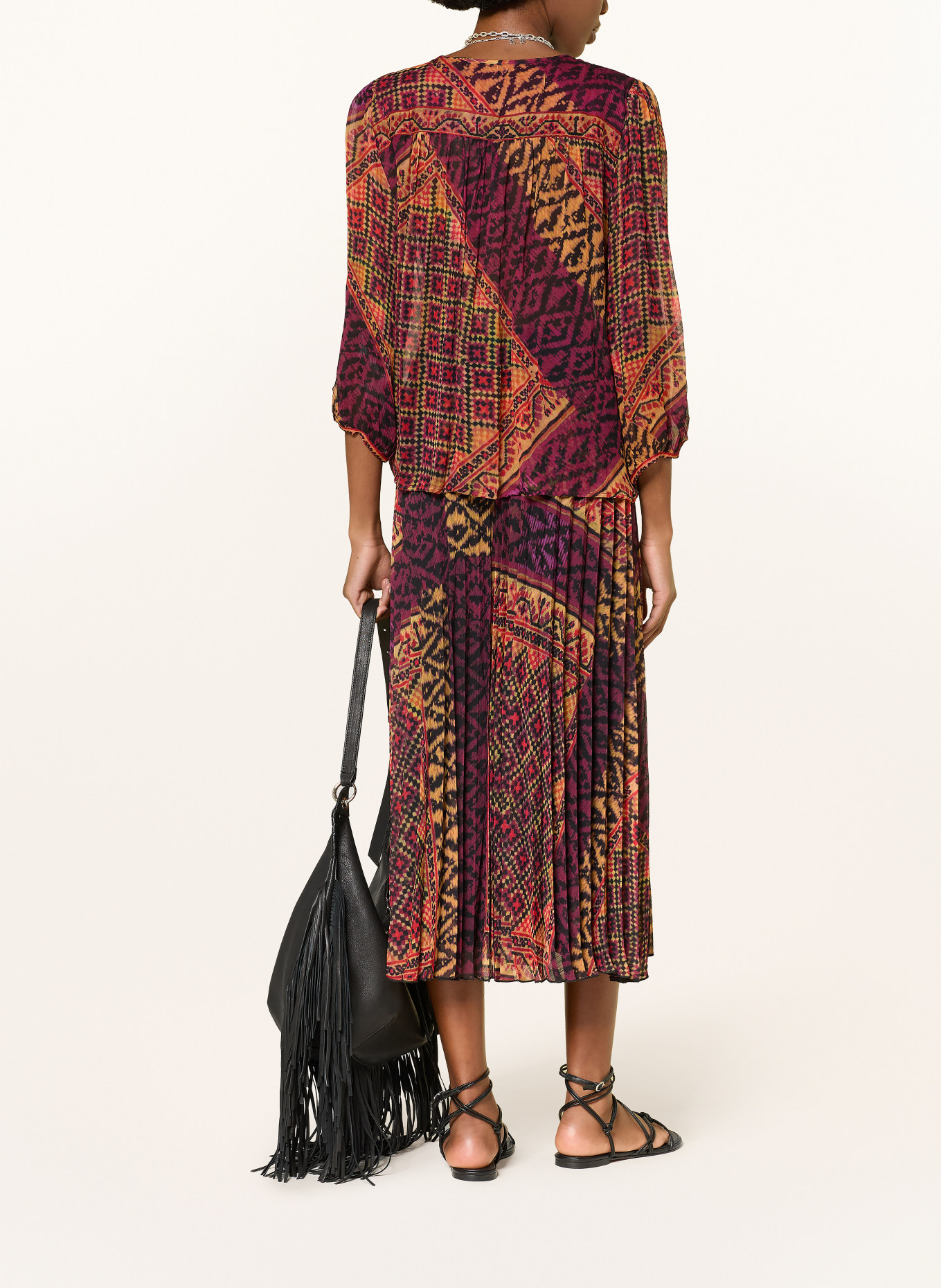 ba&sh Plisseerock OLGIA: ROT / LILA / SCHWARZ