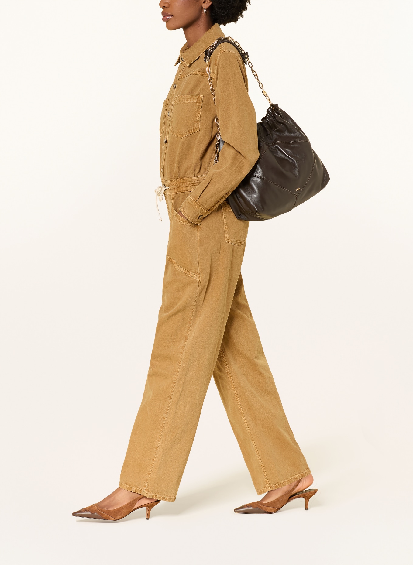 ba&sh Jeans-Jumpsuit FYORELLA: BROWN CAMEL