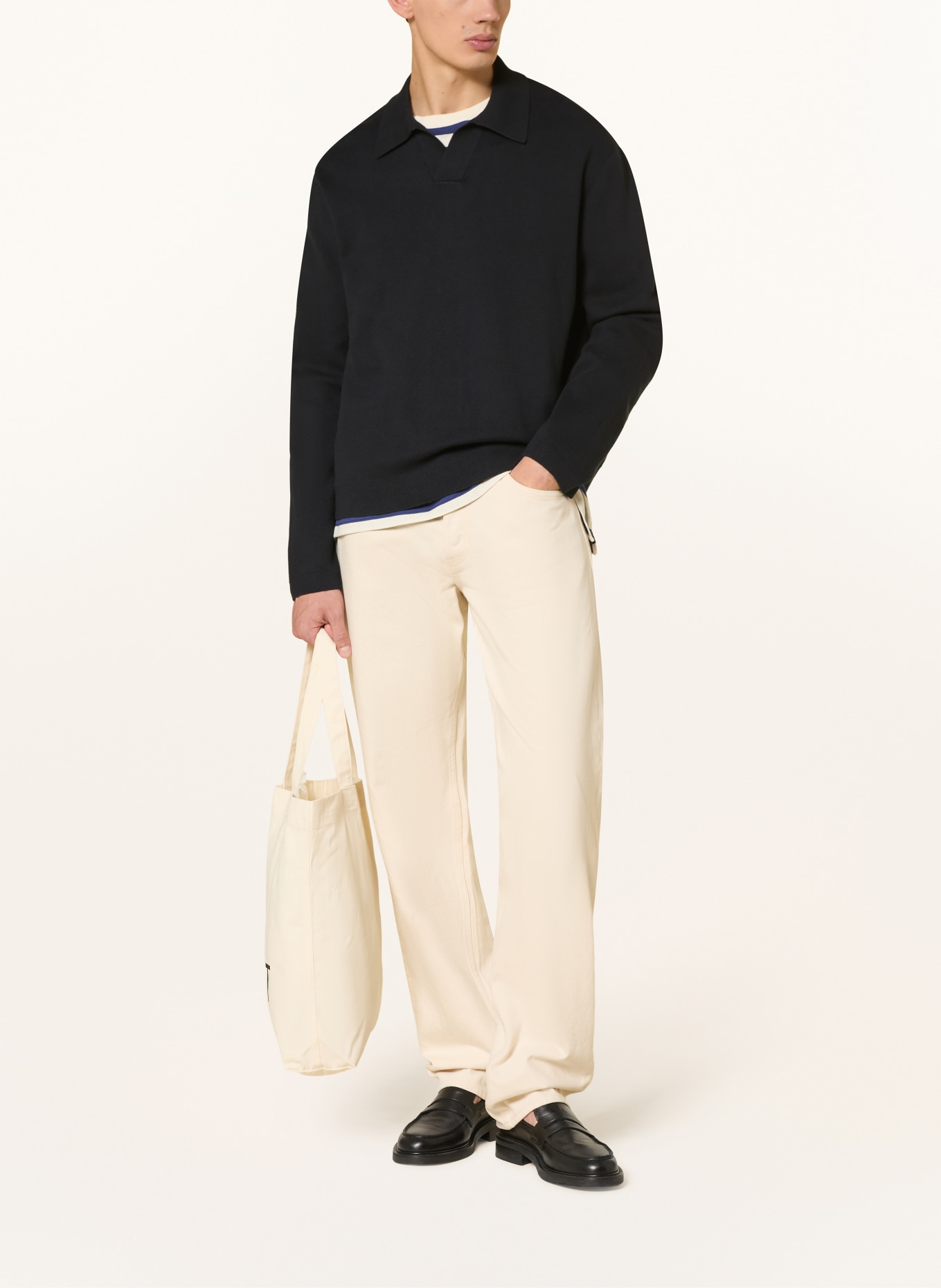 ARKET Gebreid poloshirt SWARM: DONKERBLAUW