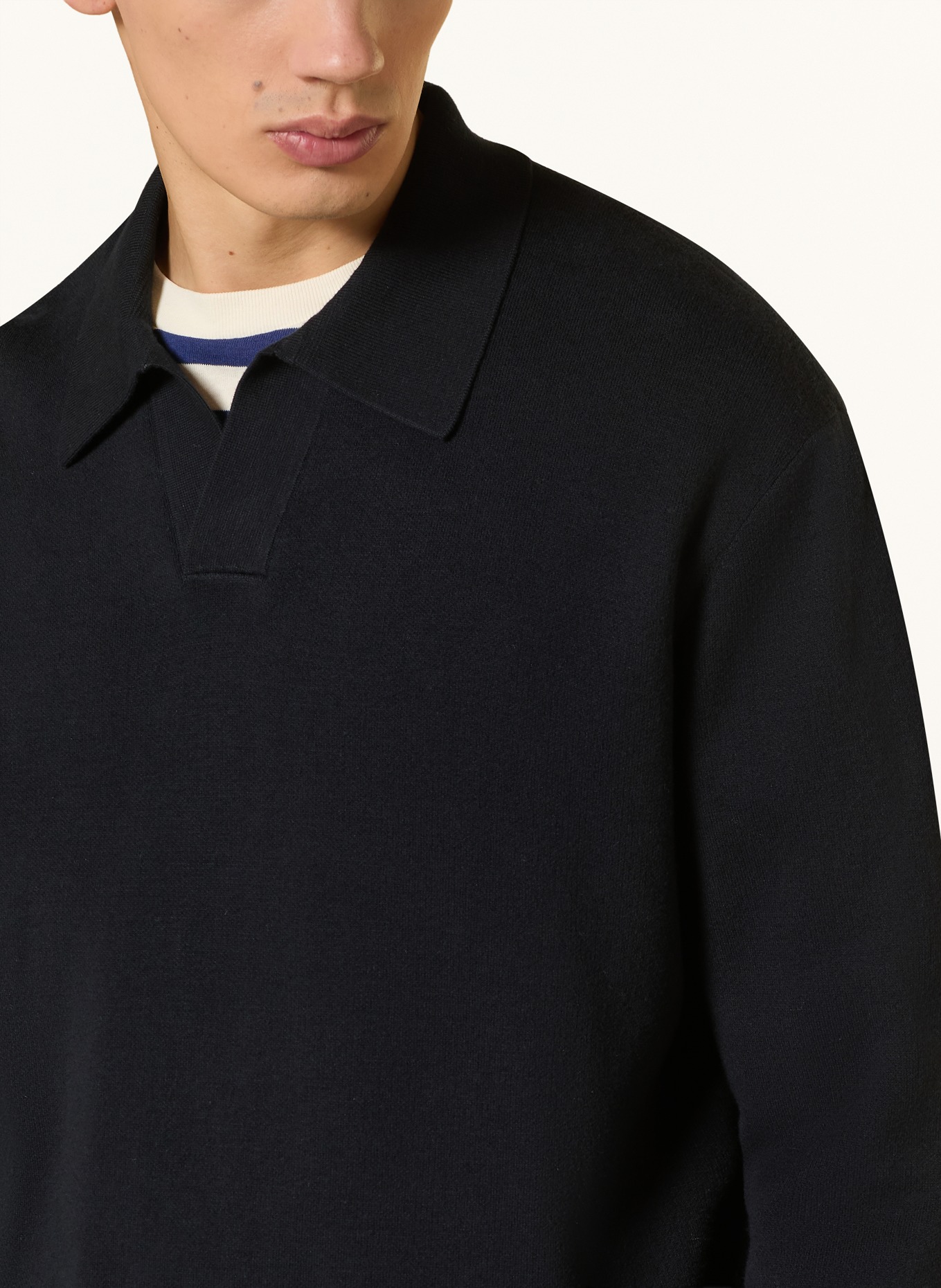 ARKET Gebreid poloshirt SWARM: DONKERBLAUW