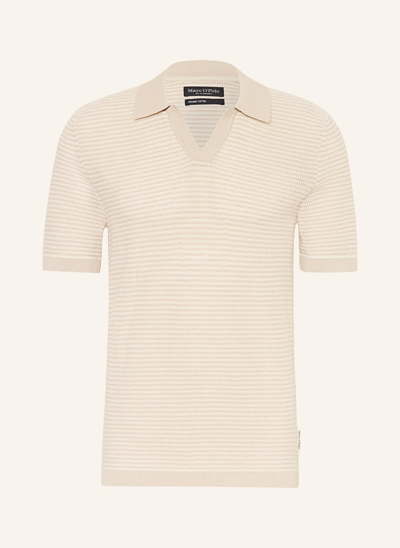 Marc O'Polo Strick-Poloshirt: HELLBRAUN / BEIGE