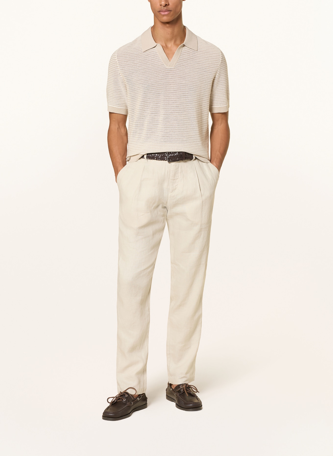 Marc O'Polo Strick-Poloshirt: HELLBRAUN / BEIGE