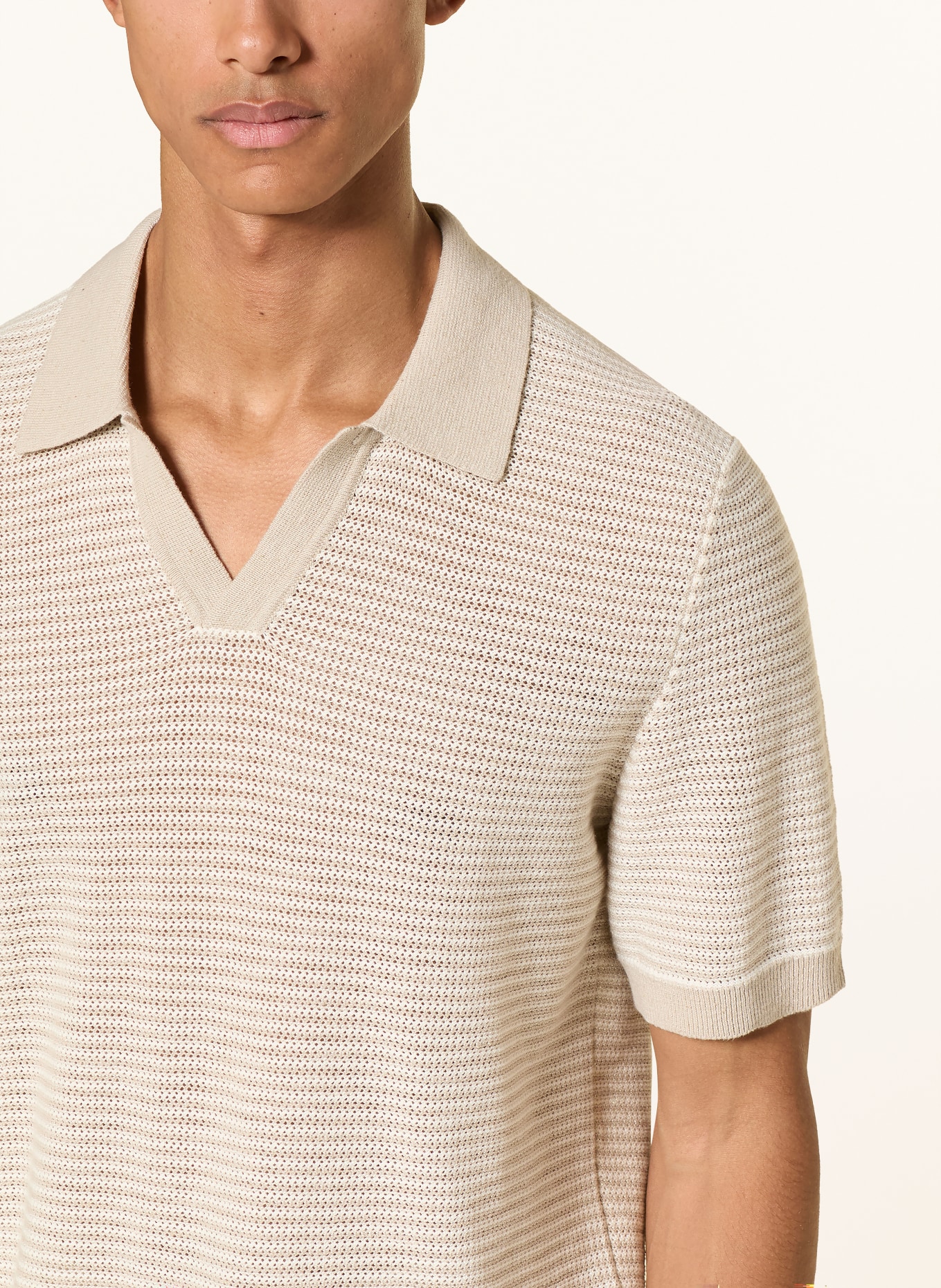 Marc O'Polo Strick-Poloshirt: HELLBRAUN / BEIGE