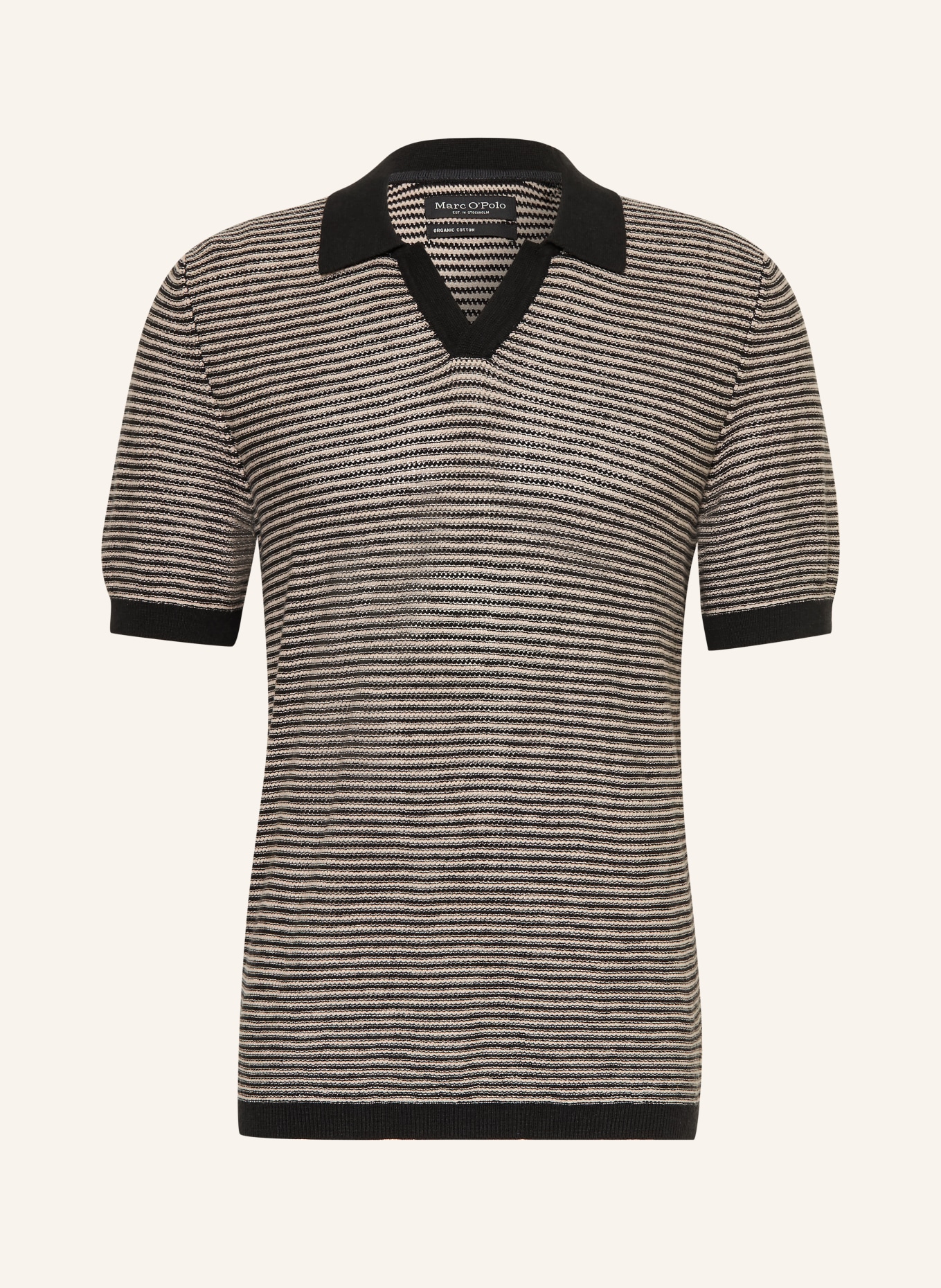 Marc O'Polo Strick-Poloshirt: SCHWARZ / WEISS