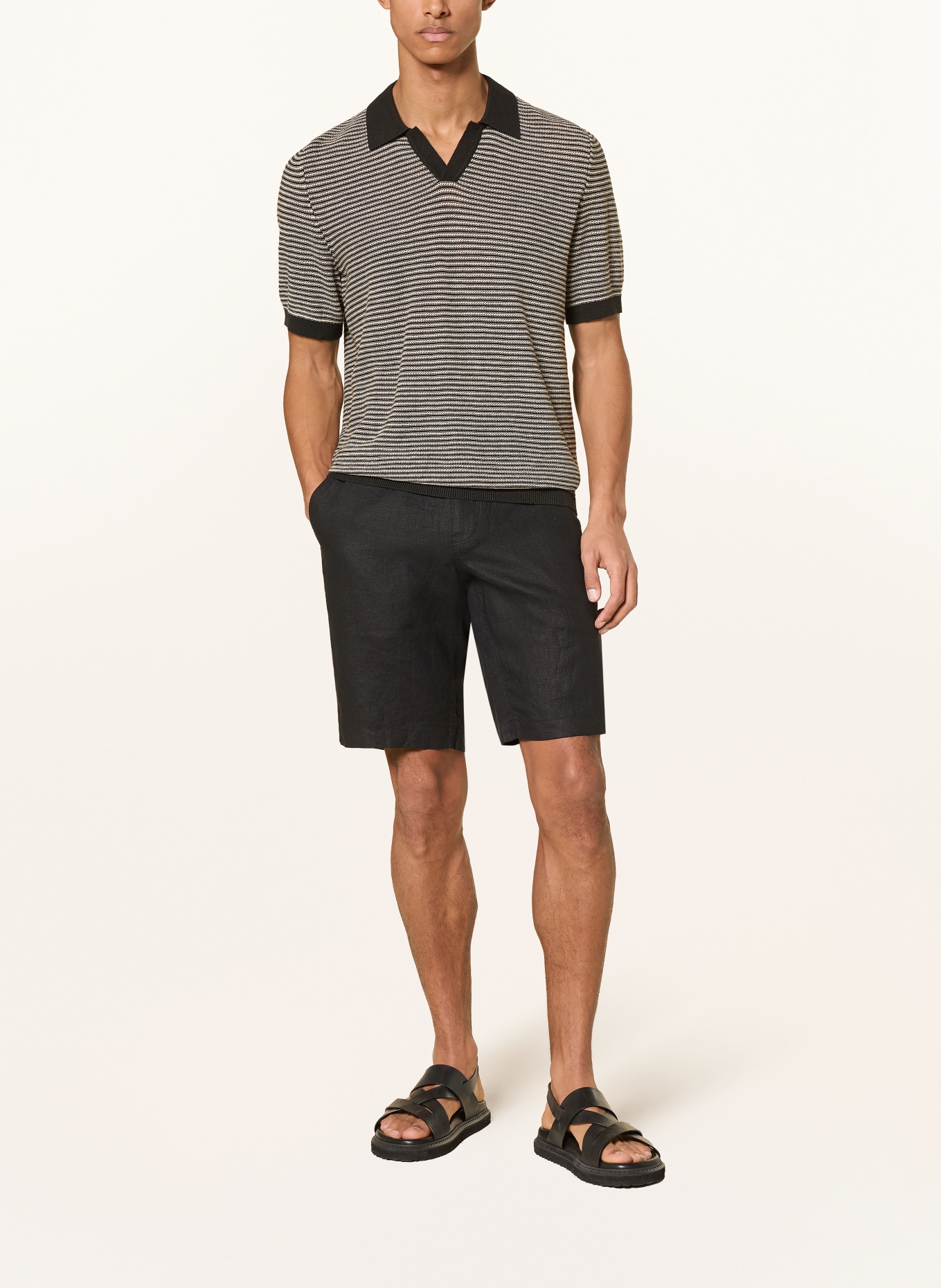 Marc O'Polo Strick-Poloshirt: SCHWARZ / WEISS