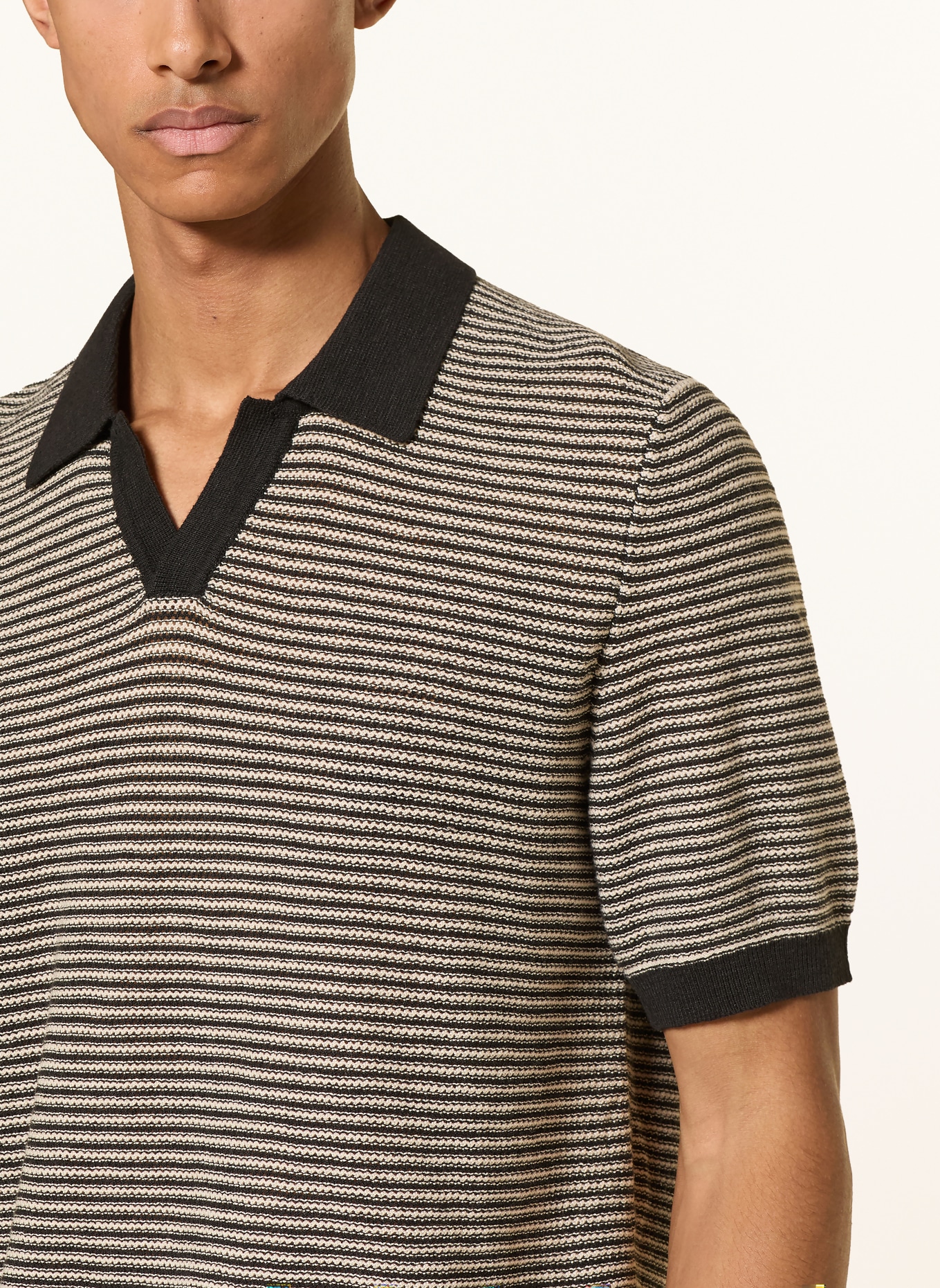 Marc O'Polo Strick-Poloshirt: SCHWARZ / WEISS