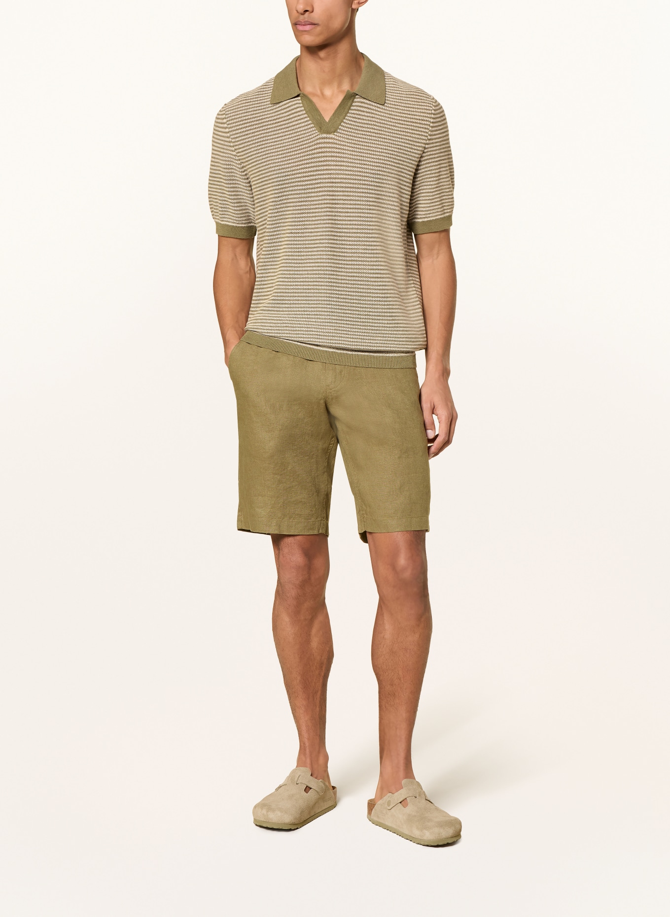 Marc O'Polo Polo en maille: OLIVE / CRÈME