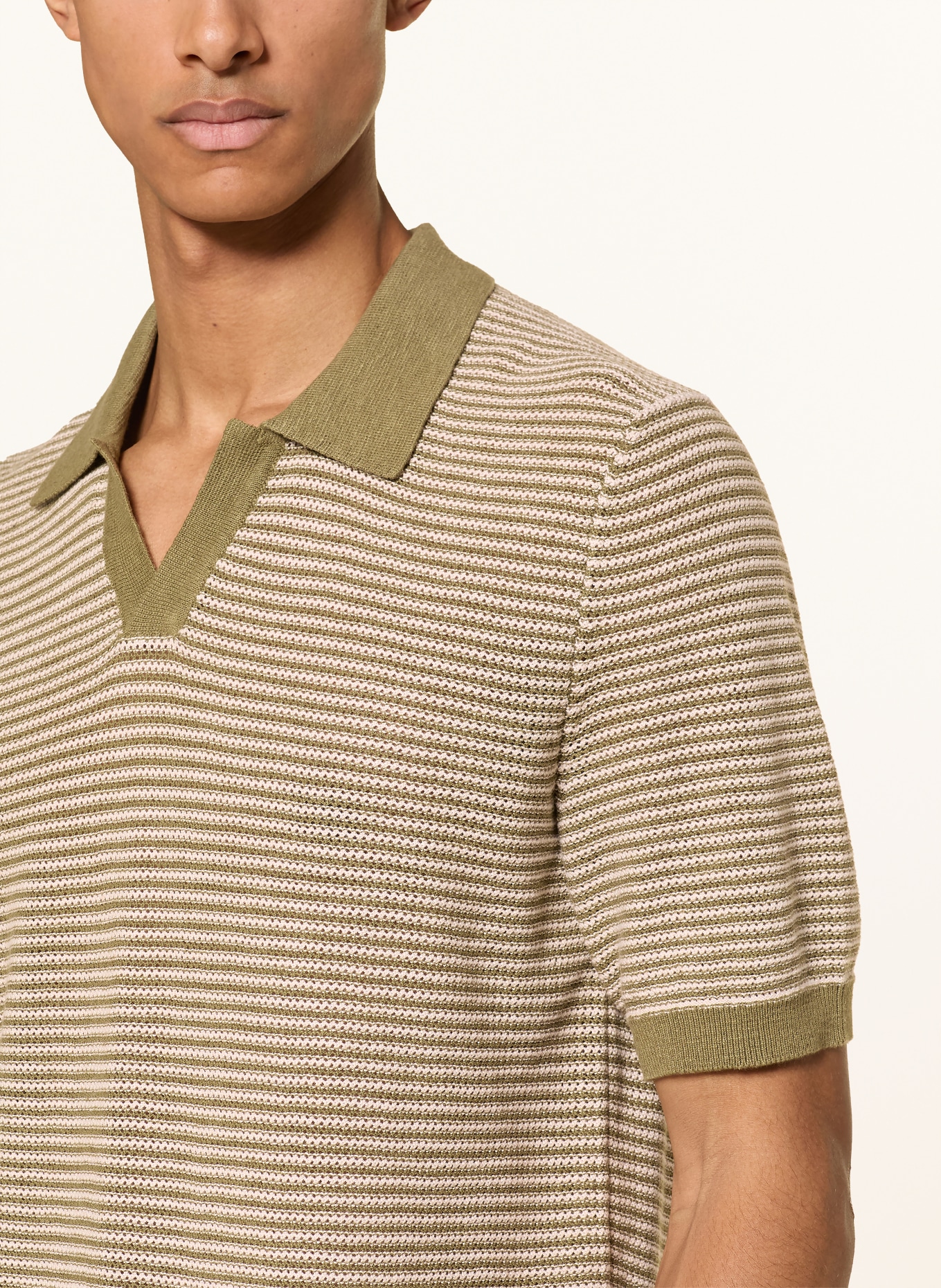 Marc O'Polo Polo en maille: OLIVE / CRÈME