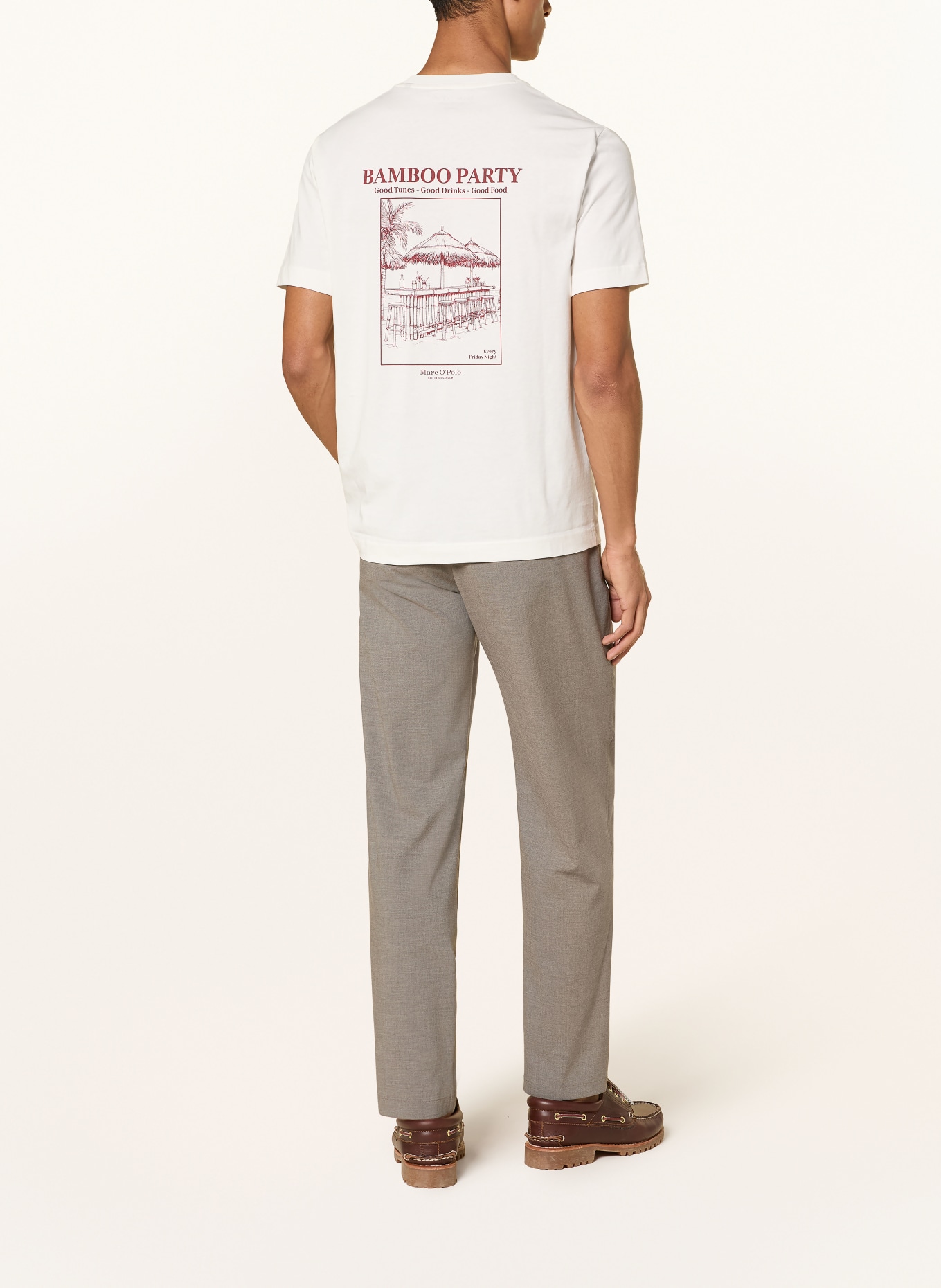 Marc O'Polo T-Shirt: WEISS / DUNKELROT