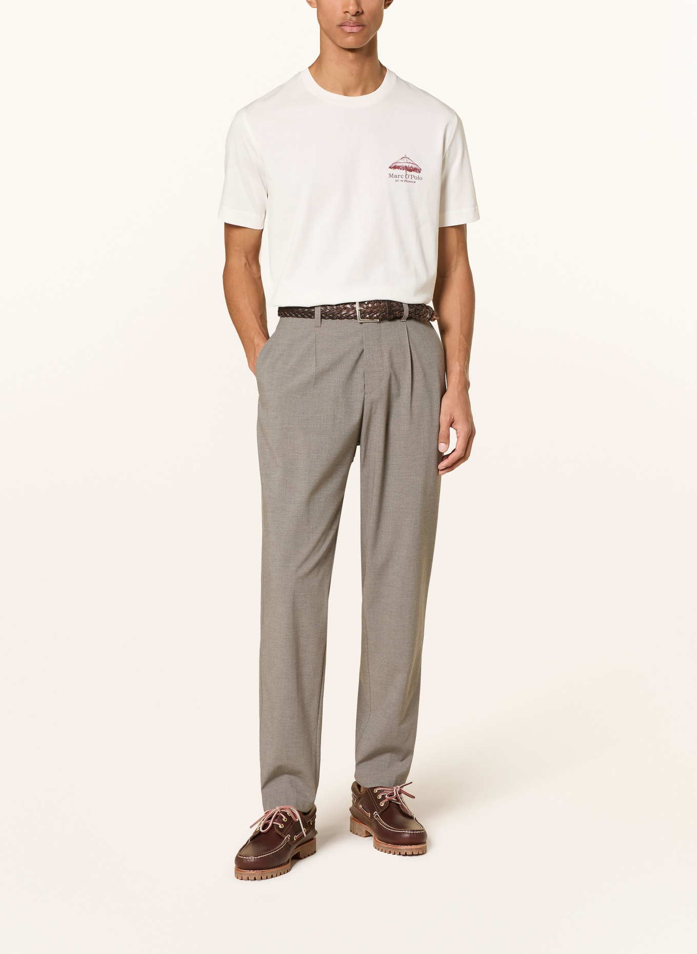 Marc O'Polo T-Shirt: WEISS / DUNKELROT