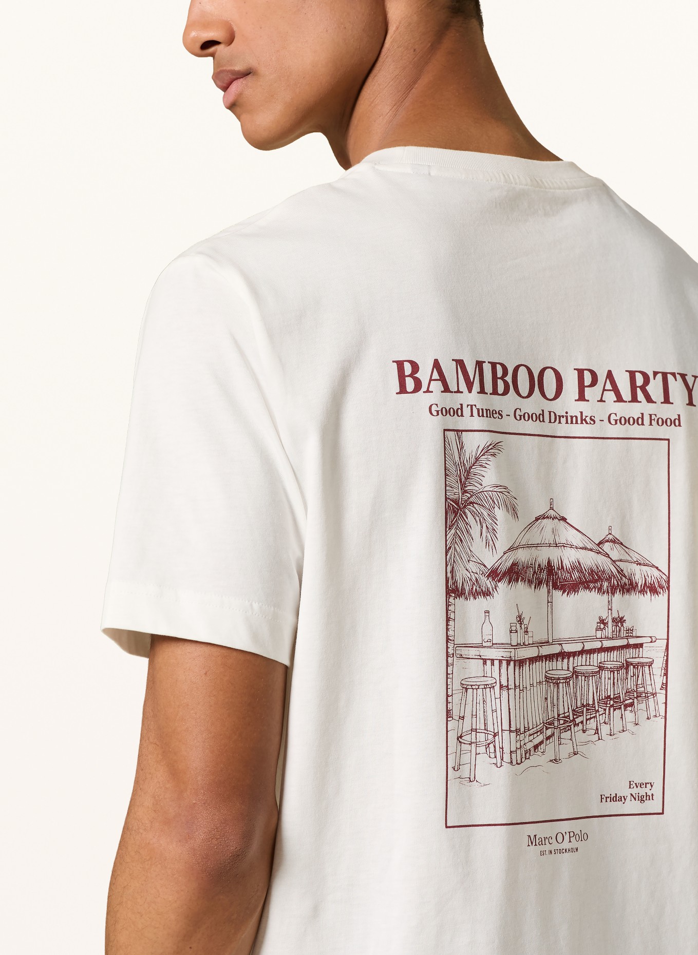 Marc O'Polo T-Shirt: WEISS / DUNKELROT