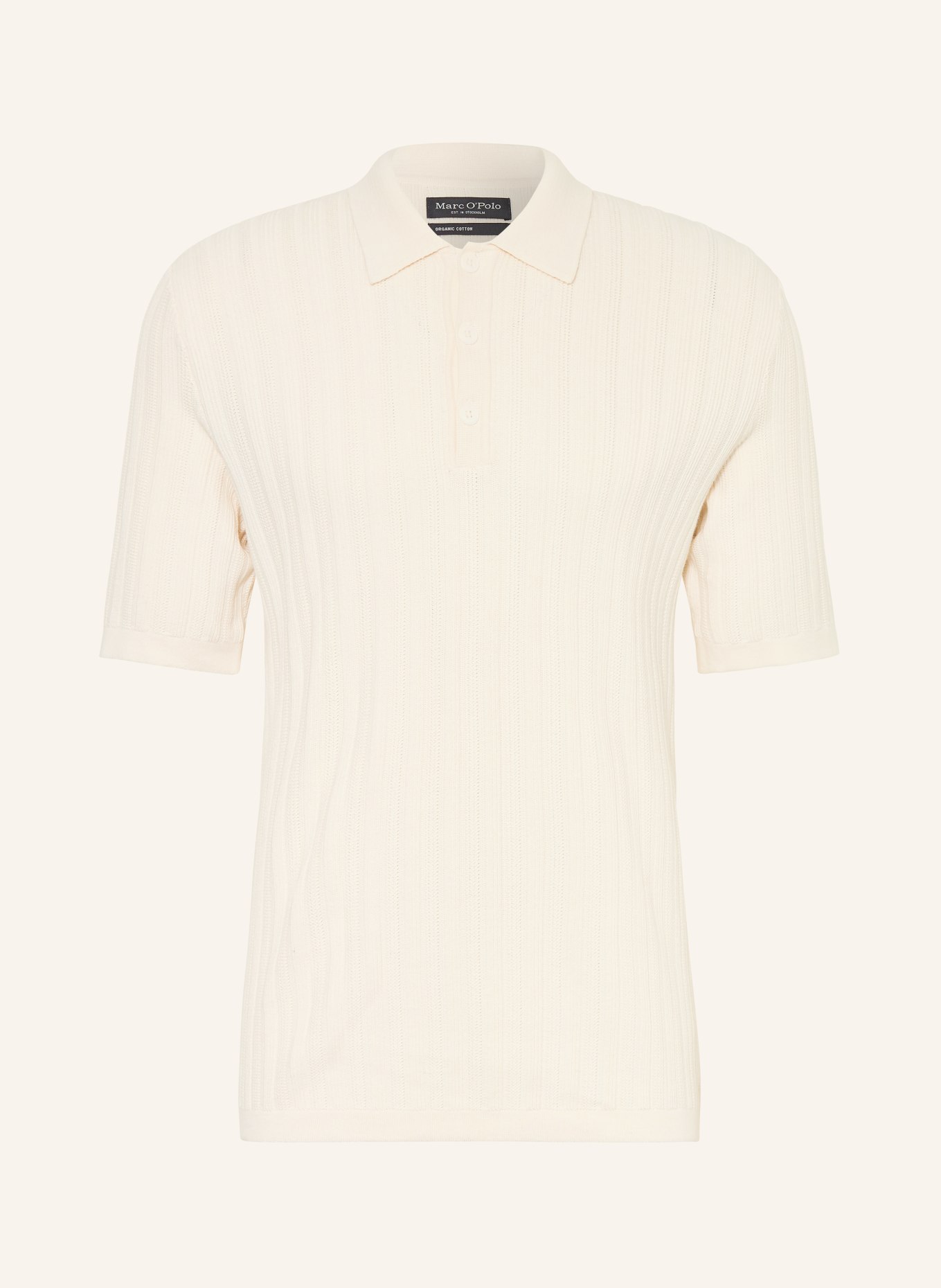 Marc O'Polo Gebreid poloshirt: CRÈME