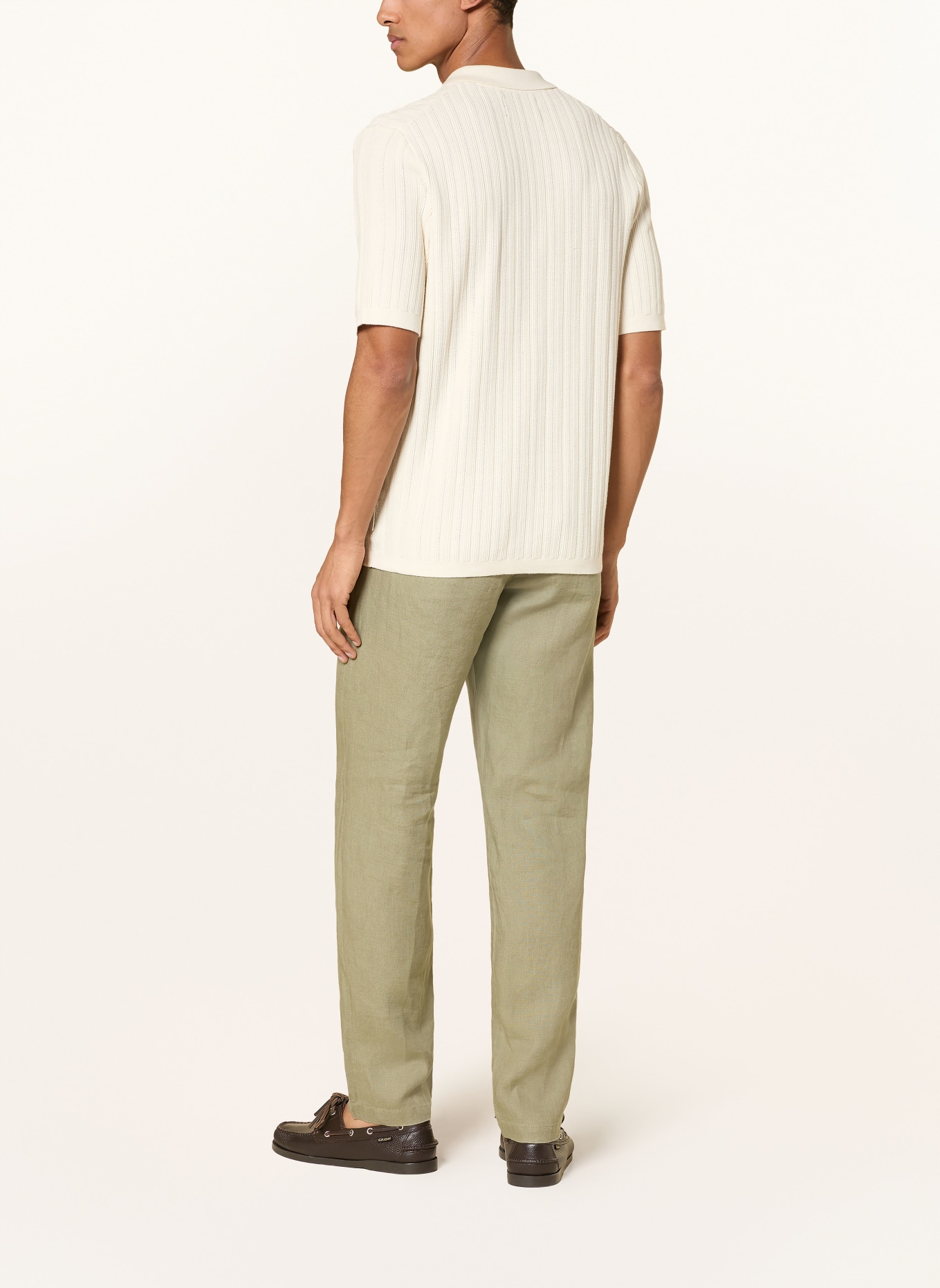 Marc O'Polo Gebreid poloshirt: CRÈME