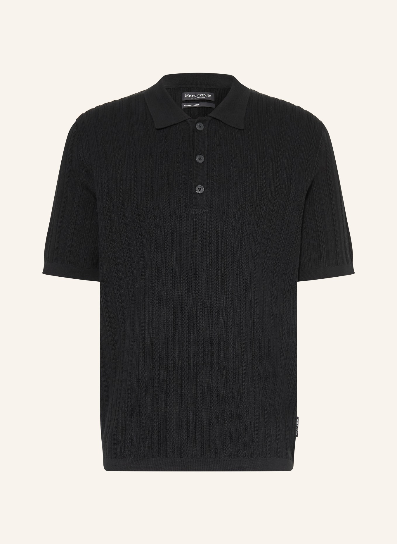 Marc O'Polo Gebreid poloshirt: ZWART