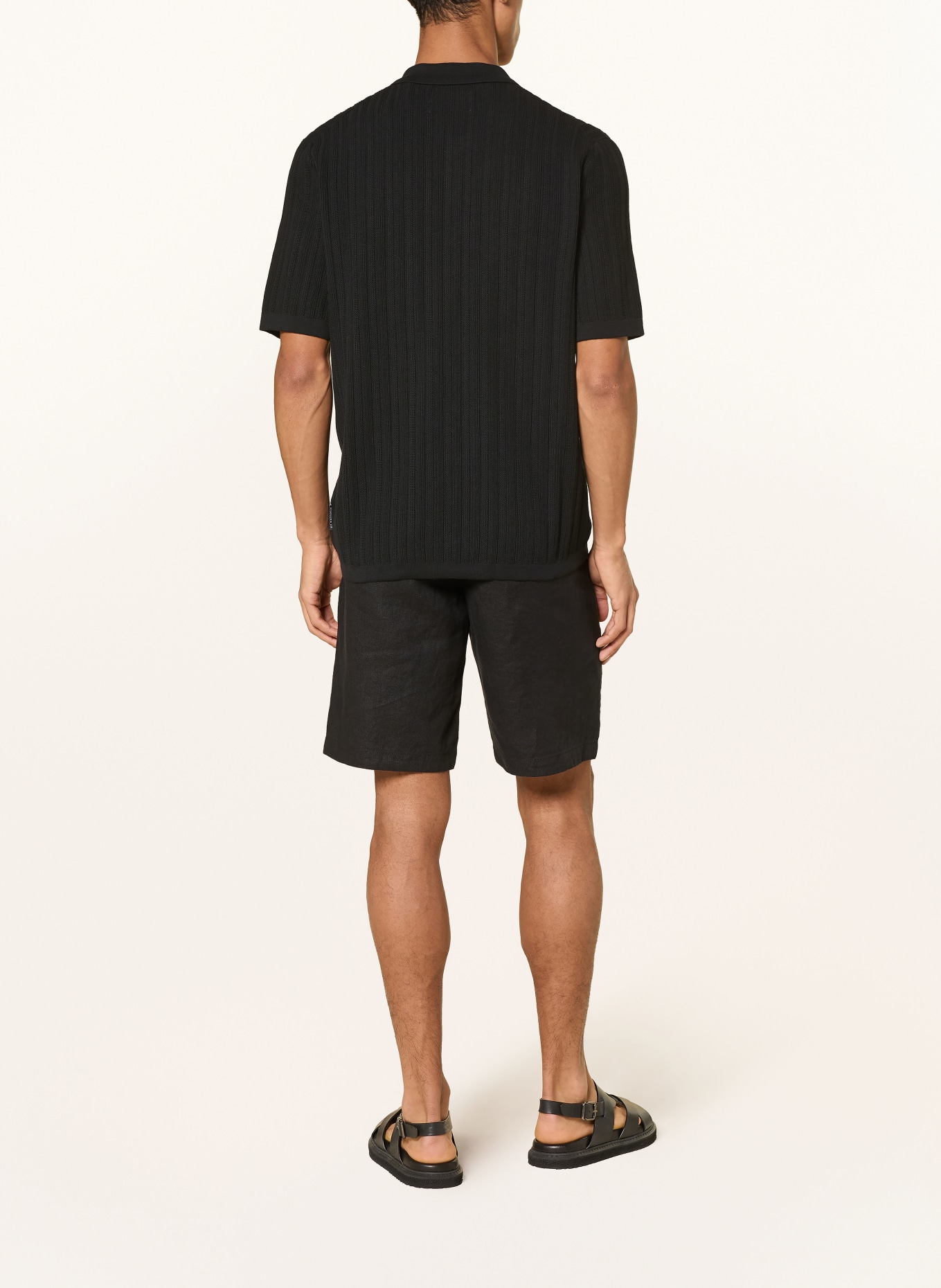 Marc O'Polo Gebreid poloshirt: ZWART