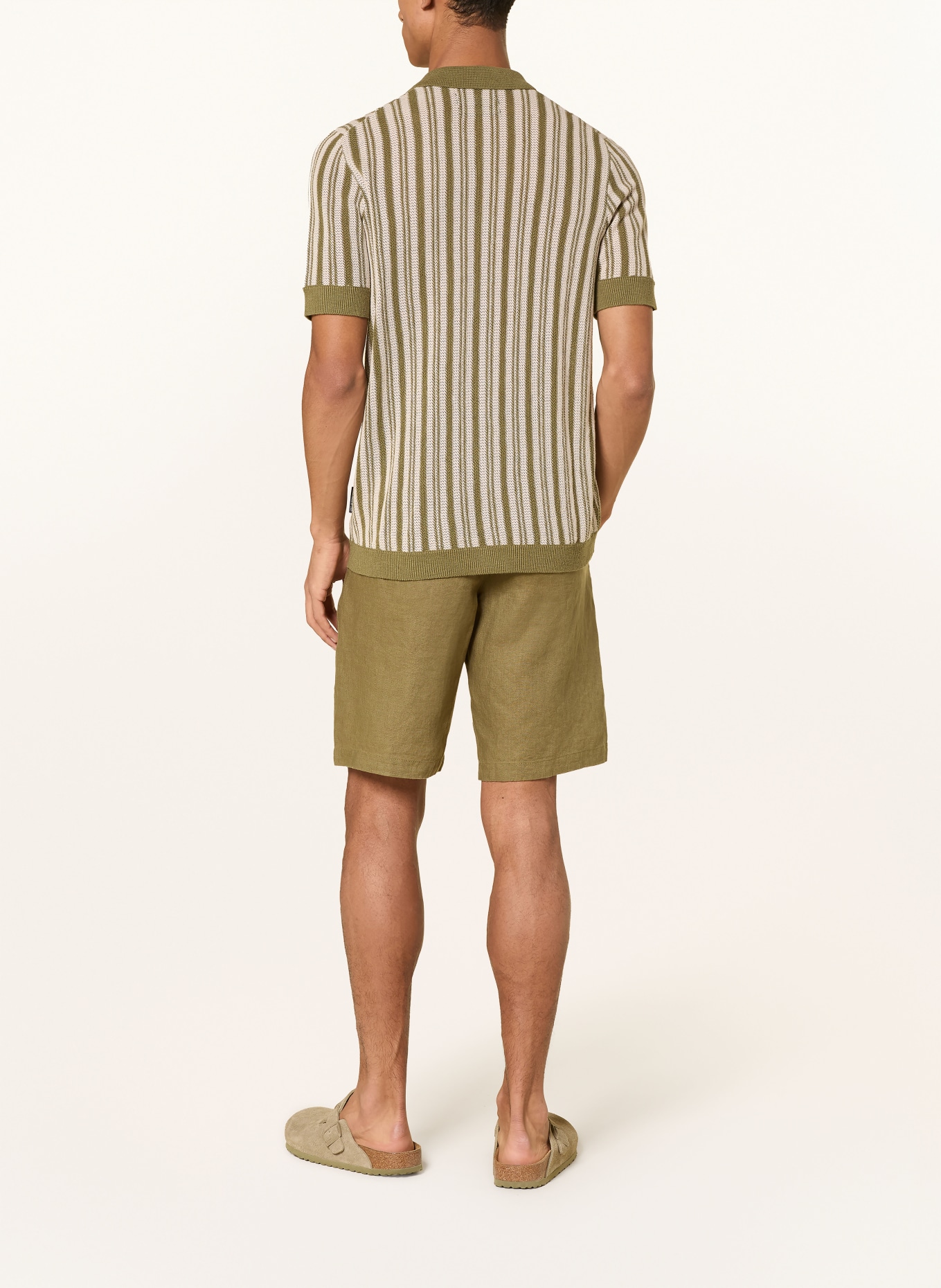 Marc O'Polo Strickhemd Regular Fit: OLIV / CREME