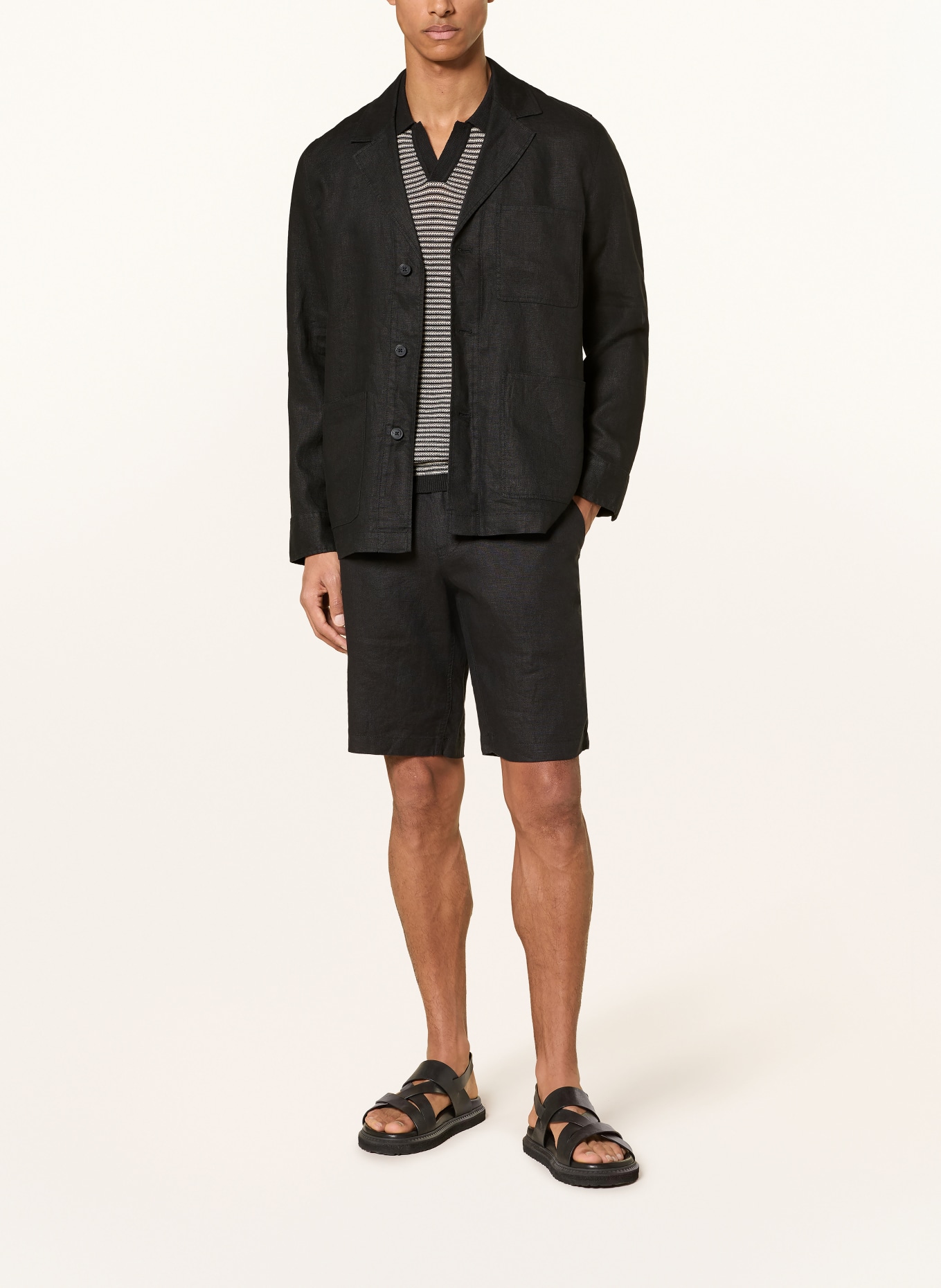 Marc O'Polo Leinenshorts RESO JOGGER Regular Fit: SCHWARZ