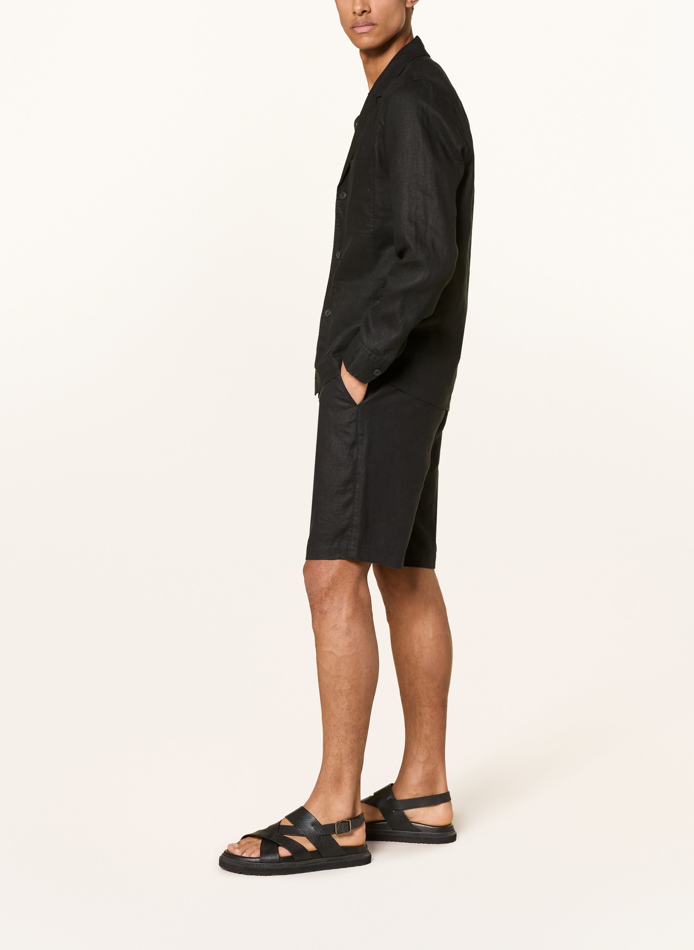 Marc O'Polo Leinenshorts RESO JOGGER Regular Fit: SCHWARZ