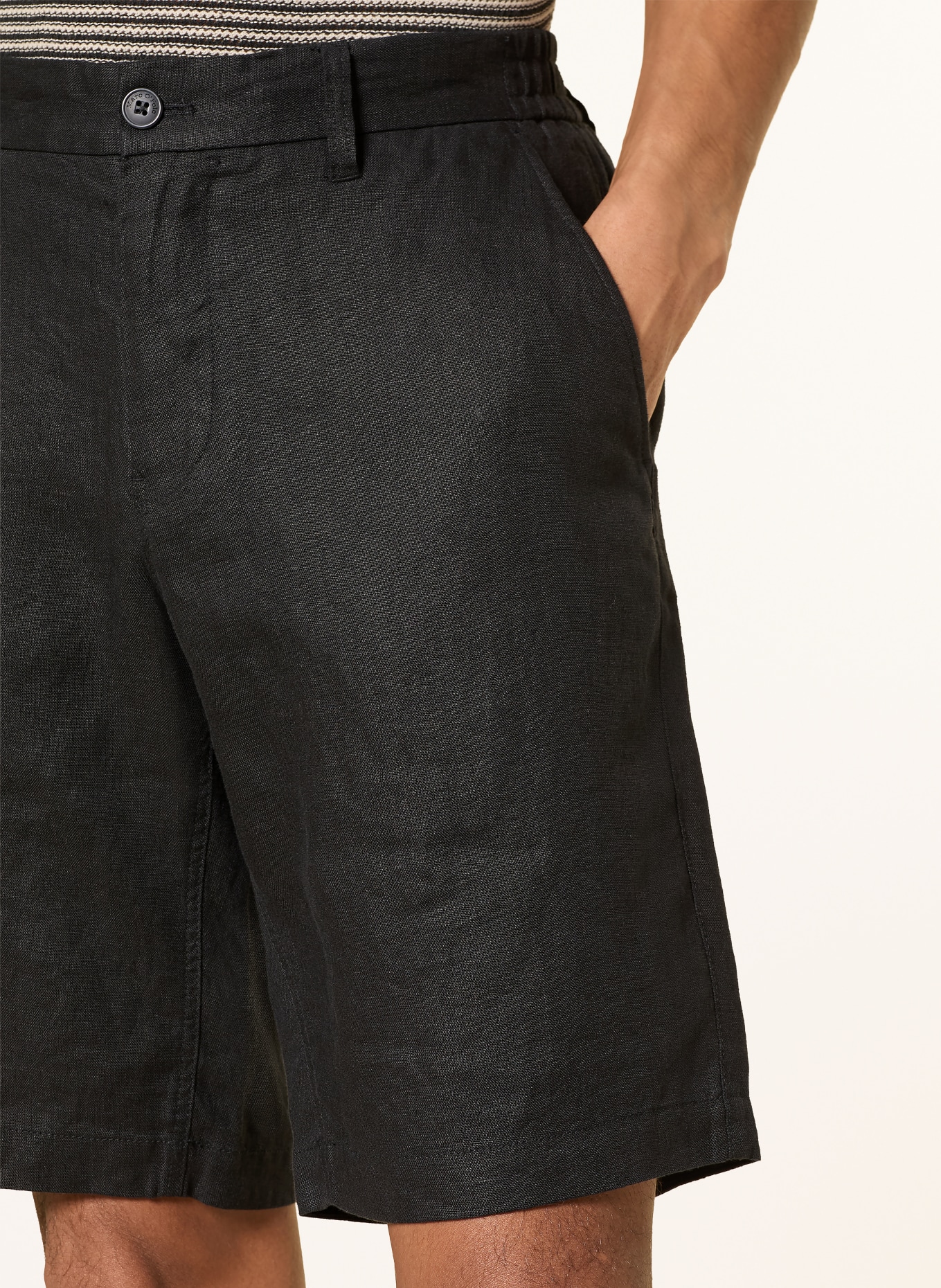 Marc O'Polo Leinenshorts RESO JOGGER Regular Fit: SCHWARZ