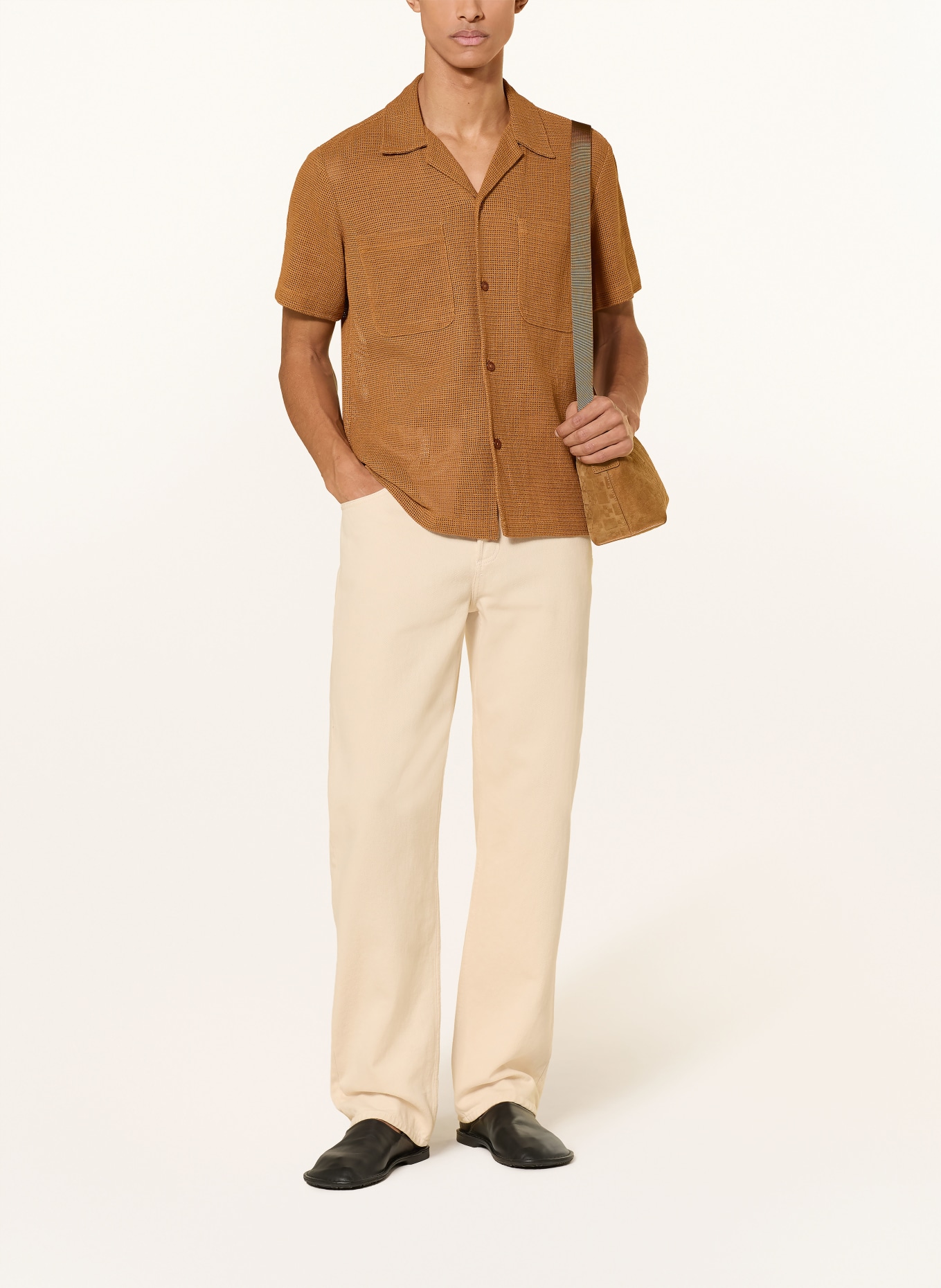 SANDRO Resorthemd Regular Fit aus Mesh: CAMEL