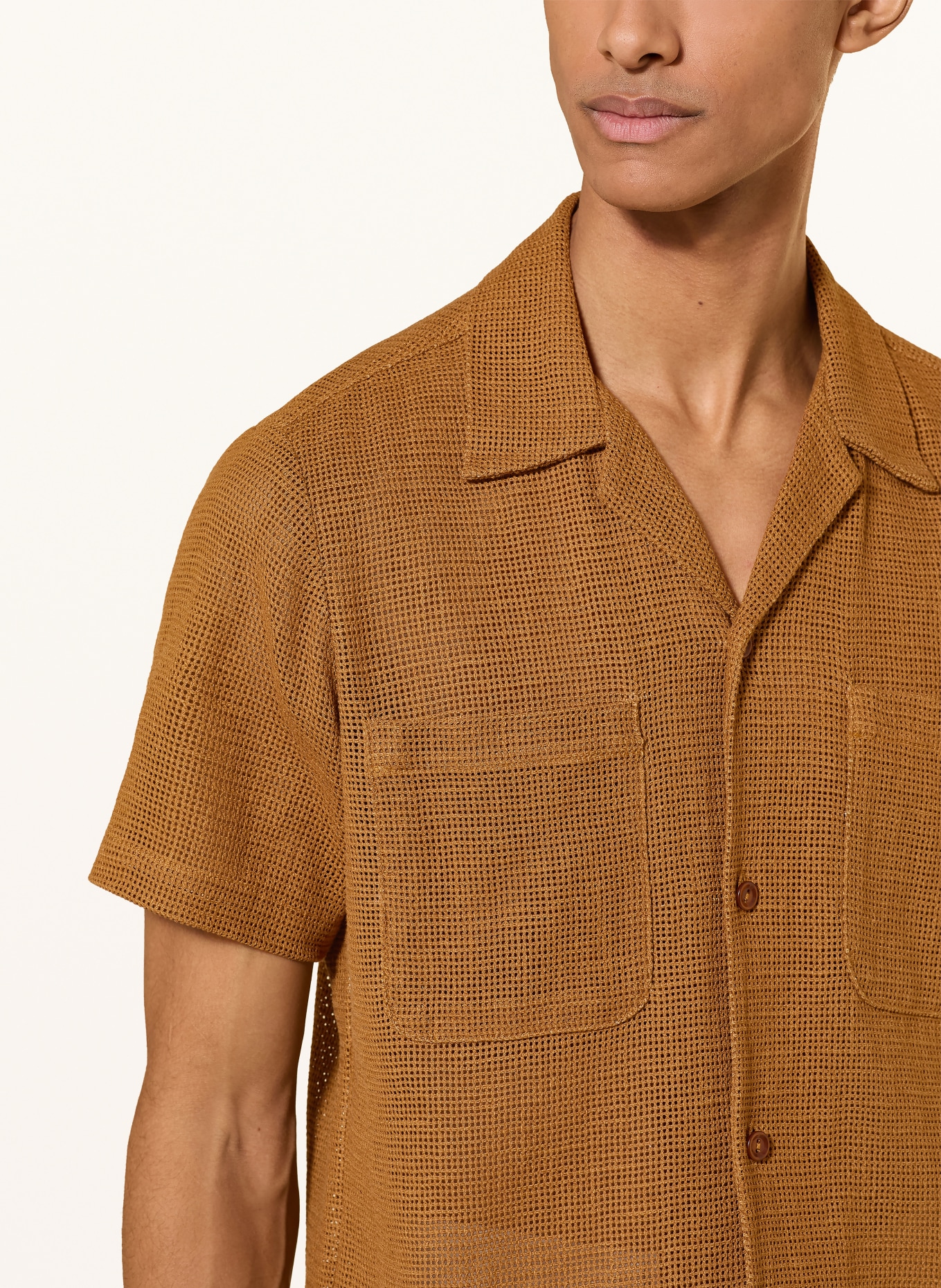 SANDRO Resorthemd Regular Fit aus Mesh: CAMEL