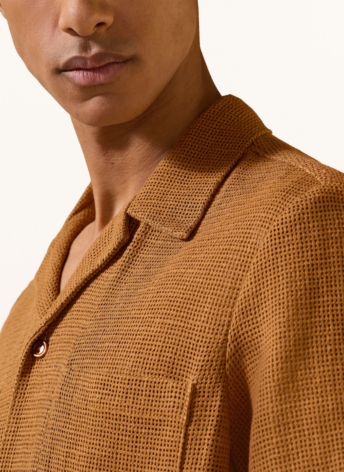 SANDRO Resorthemd Regular Fit aus Mesh: CAMEL